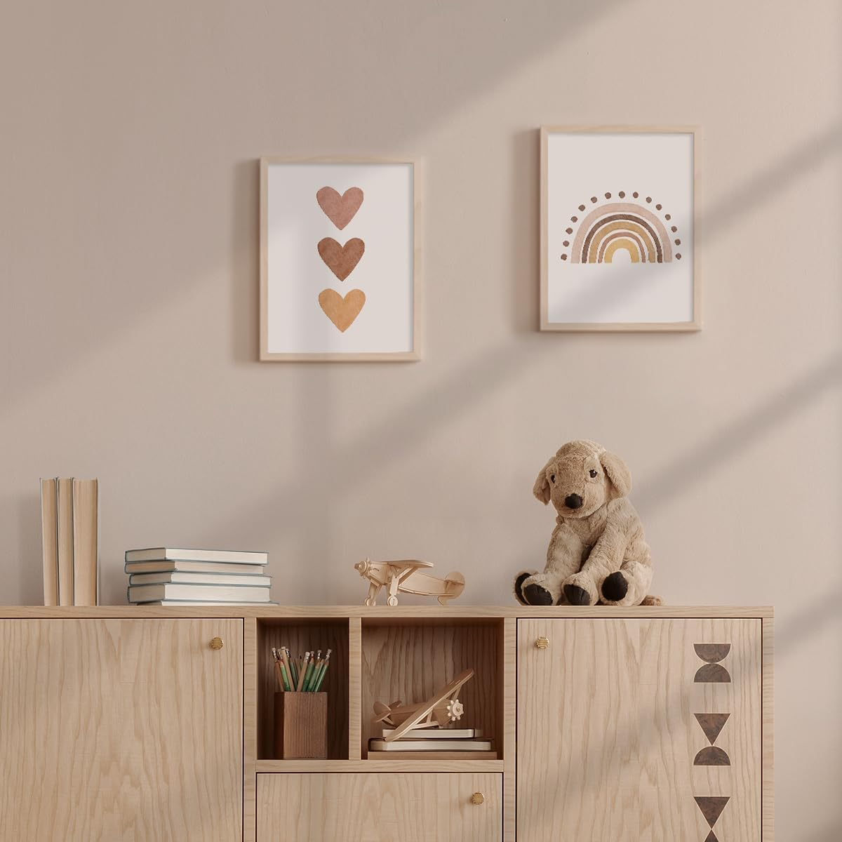 Canssape Set of 4 Boho Rainbow Nursery Girls Room Wall Decor | 8"X10" You Are so Loved Toddler Girl Room Decor | Kids Rainbow Wall Decor for Girls Bedroom Heart Wall Art Prints (Unframed)(Love) image number 1