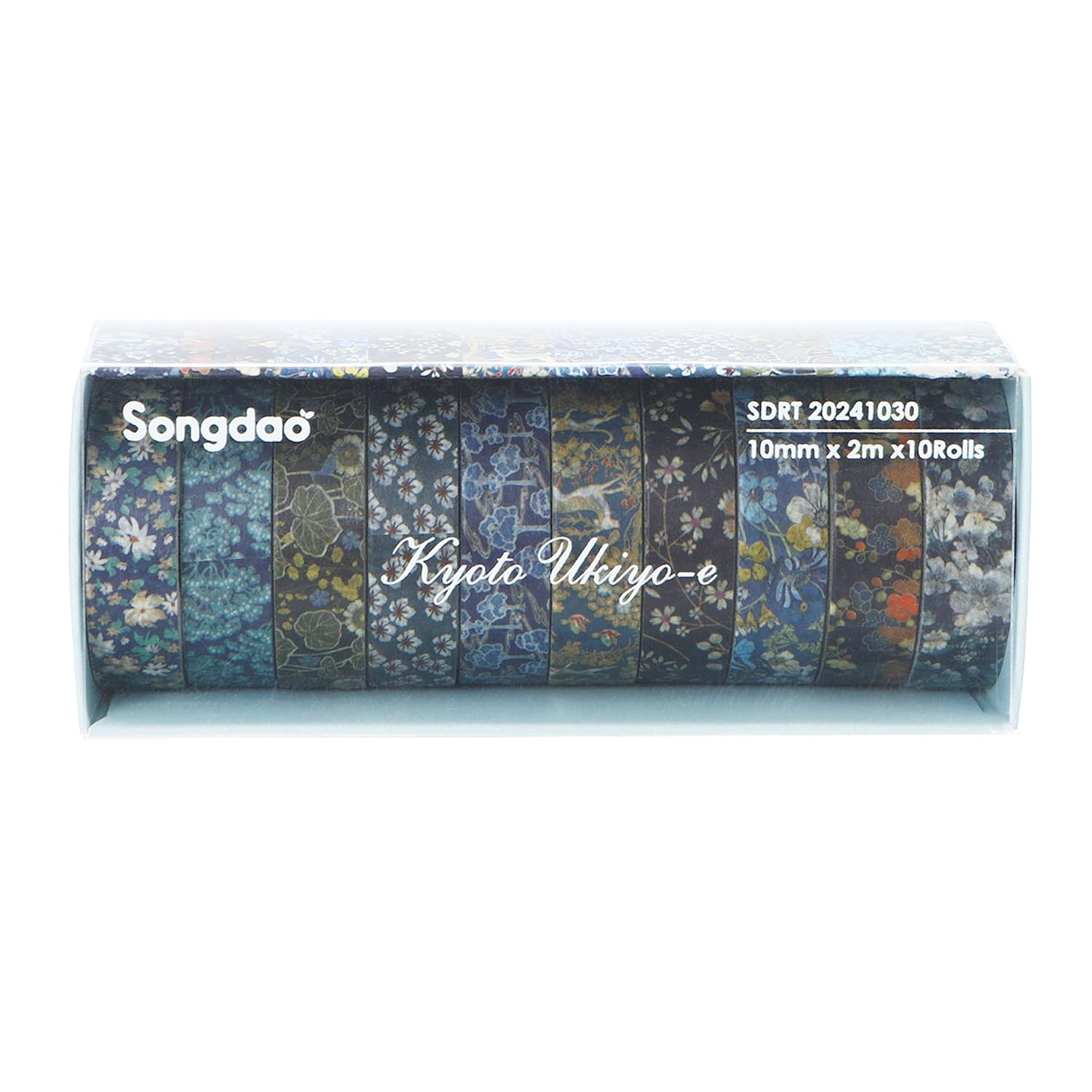 12 Rolls Ukiyo-E Style Washi Tape Set Japanese Kyoto Arts Adhesive Tapes Skinny Decorative Masking Tape Sets for Craft, Kids, Scrapbook, DIY, Gift Wrapping (Blooming Heritage) image number 6