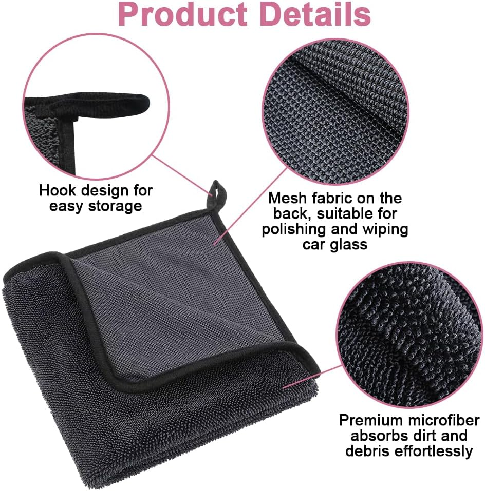 Pack of 3 Shiny Bath Drying Towel XXL, Fast Dry Drying Towel 40 X 60 Cm, Shower Cubicle Cloth for Water Removal, Shiny Wipes Bath Drying Cloth, for Water Removal in Shower and Bathroom (Black)