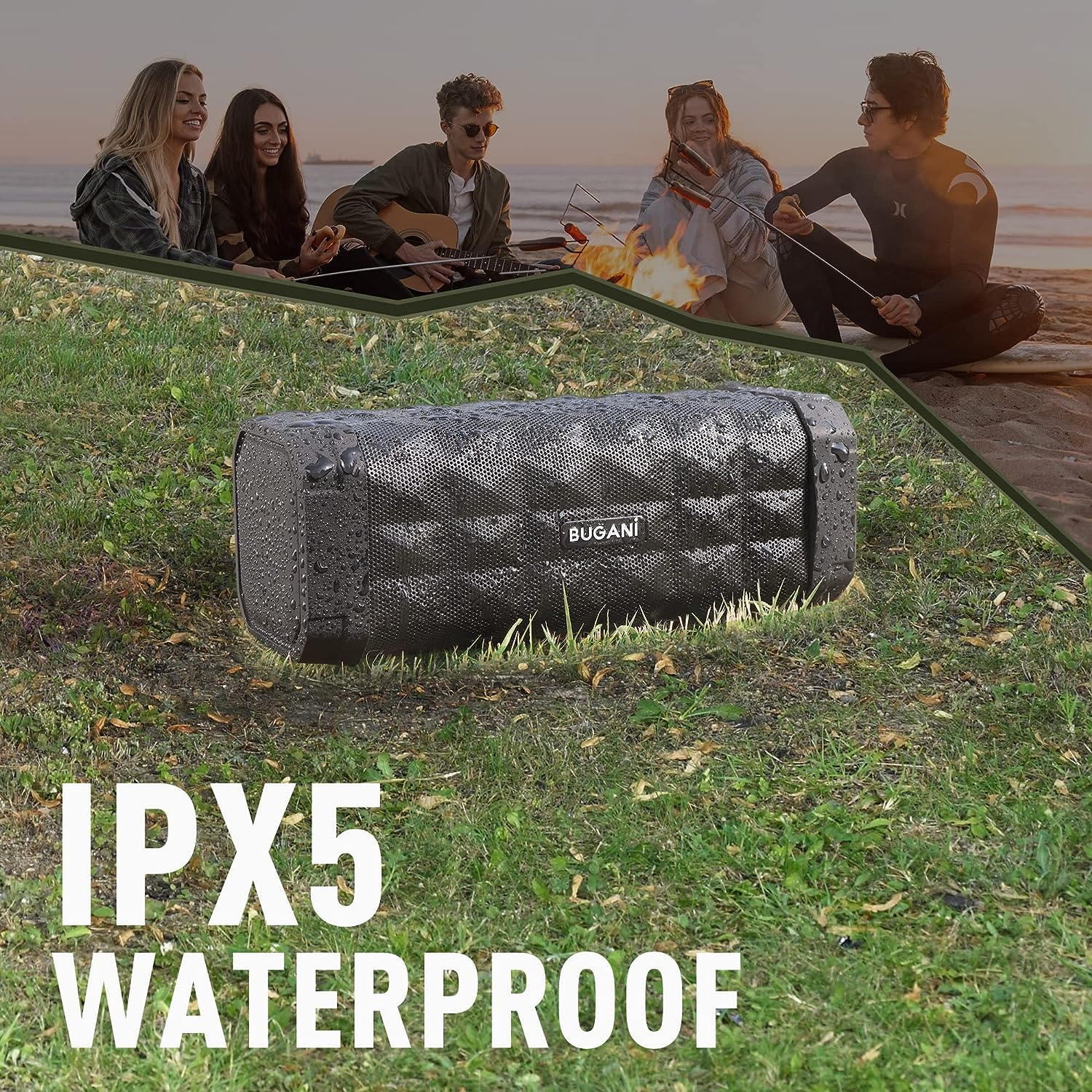 BUGANI Bluetooth Speaker M99 Speaker Bluetooth Wireless, Louder Volume, Stereo Sound, 24H Playtime, 100Ft Wireless Range, IPX5 Waterproof, Built-In Mic, Wireless Speaker for Home, Outdoor, Black image number 5