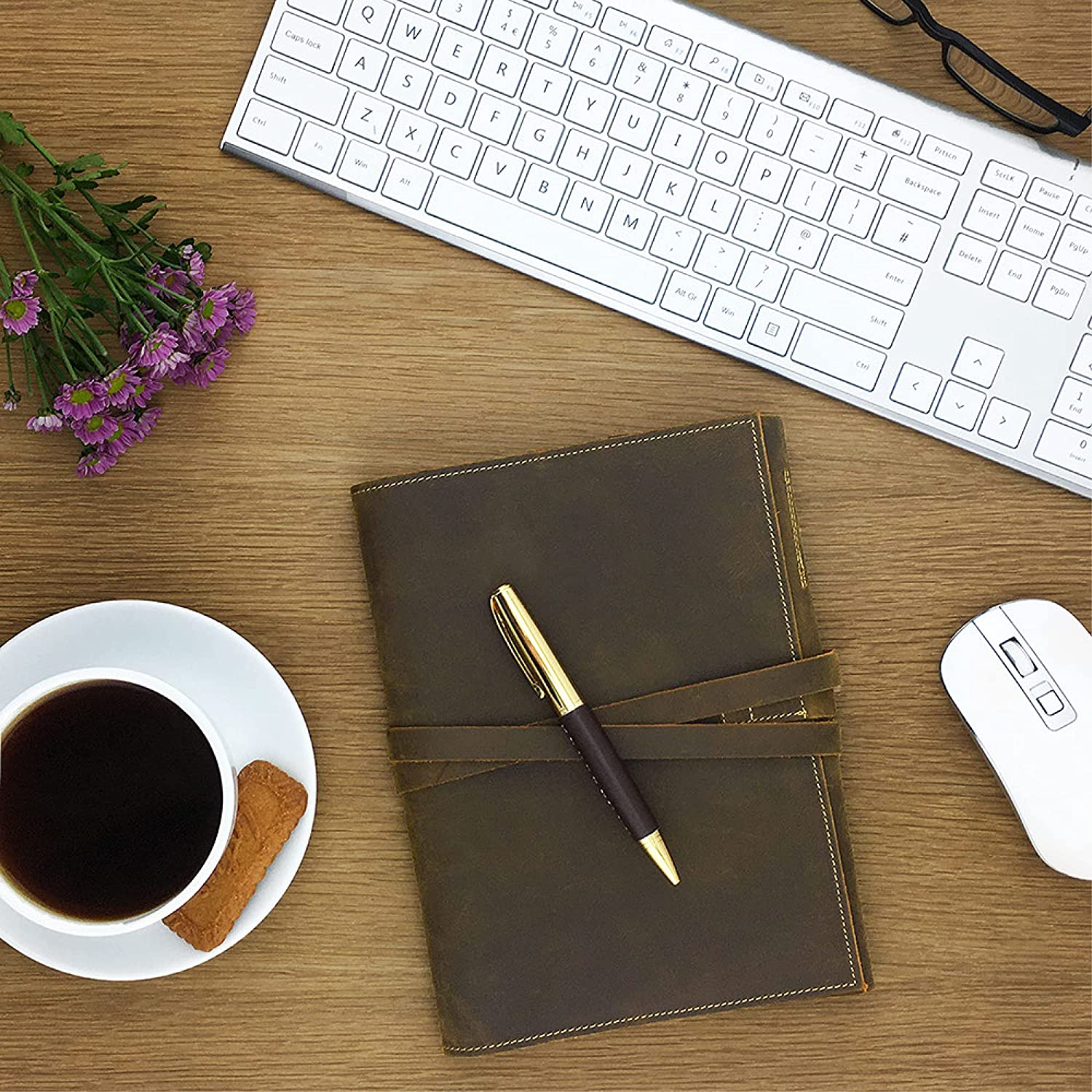 Refillable Leather Journal Gift Set | Vintage Handmade Leather Bound Notebook for Men & Women | 8.8" X 6.5" A5 Writing Leather Notebook Cover - Sketchbook, Diary to Write in | Plain Paper Pack + Pen image number 4