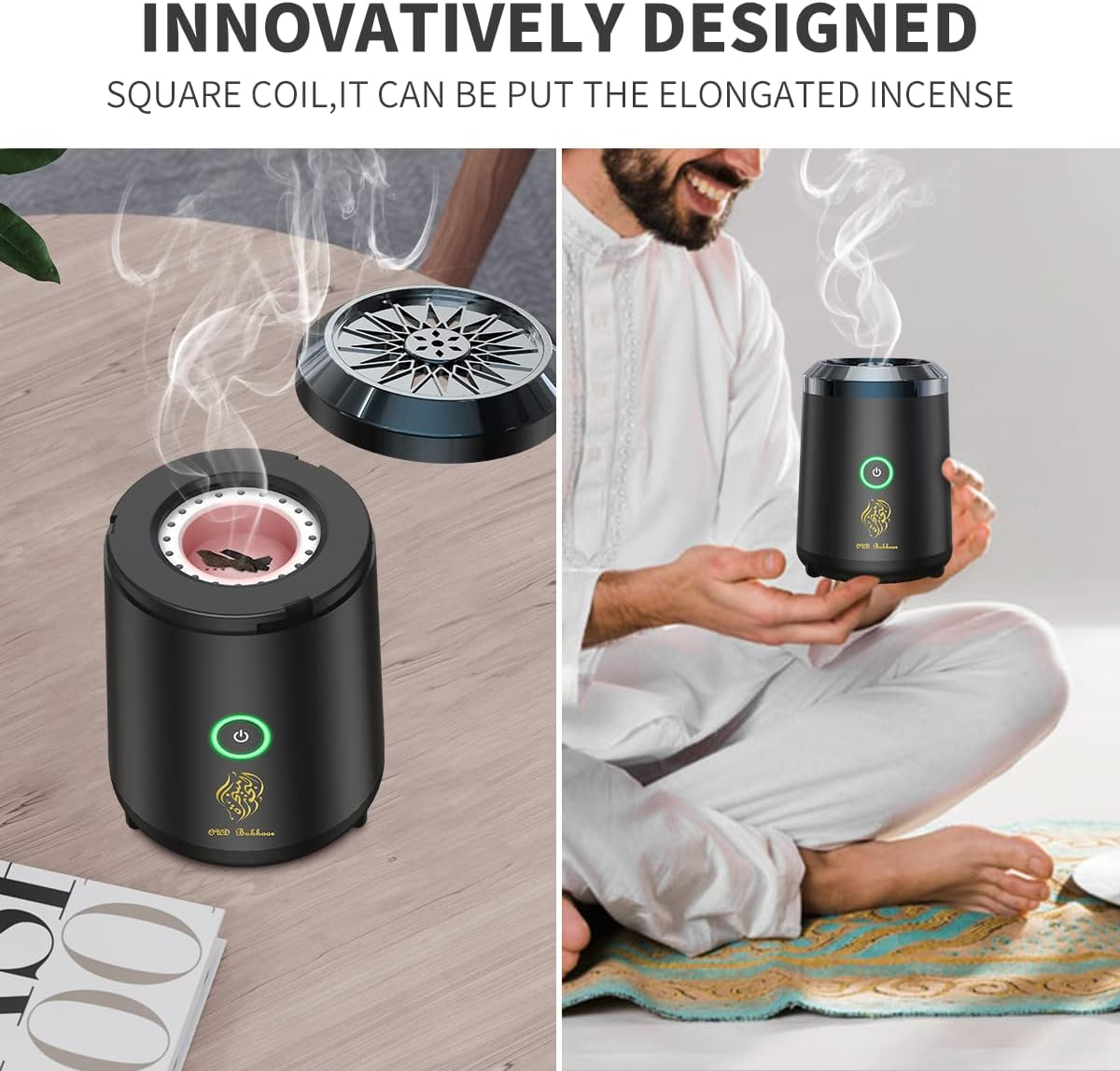 Portable Mini Incense Burner Bakhoor Rechargeable USB Aroma Diffuser Electric Arabic Incense Holder Muslim Home Decoration image number 5