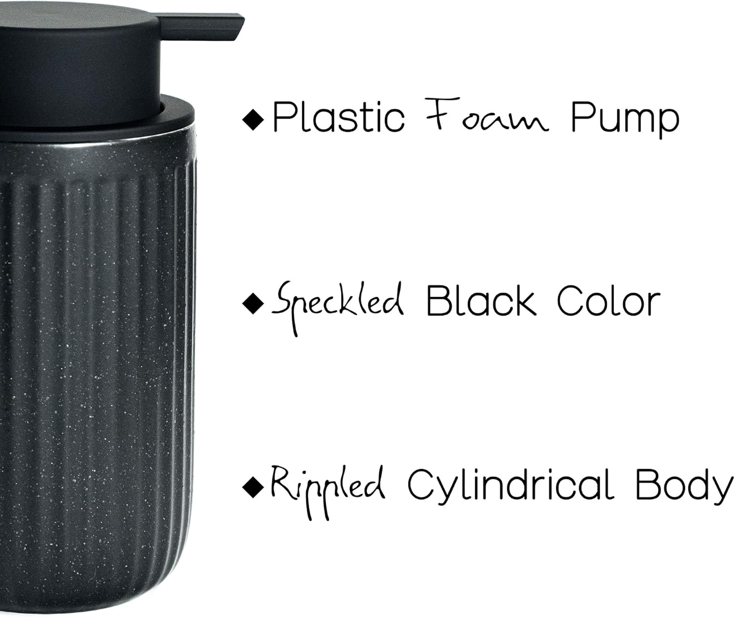 Ceramic Hand Soap Pump Foam Dispenser Black, Speckled Rippled Bubble up Foam Dispenser Bottle, 12 Oz Soap Foam Dispenser with Silicone Pump, Bathroom Refillable Soap Dispenser image number 4