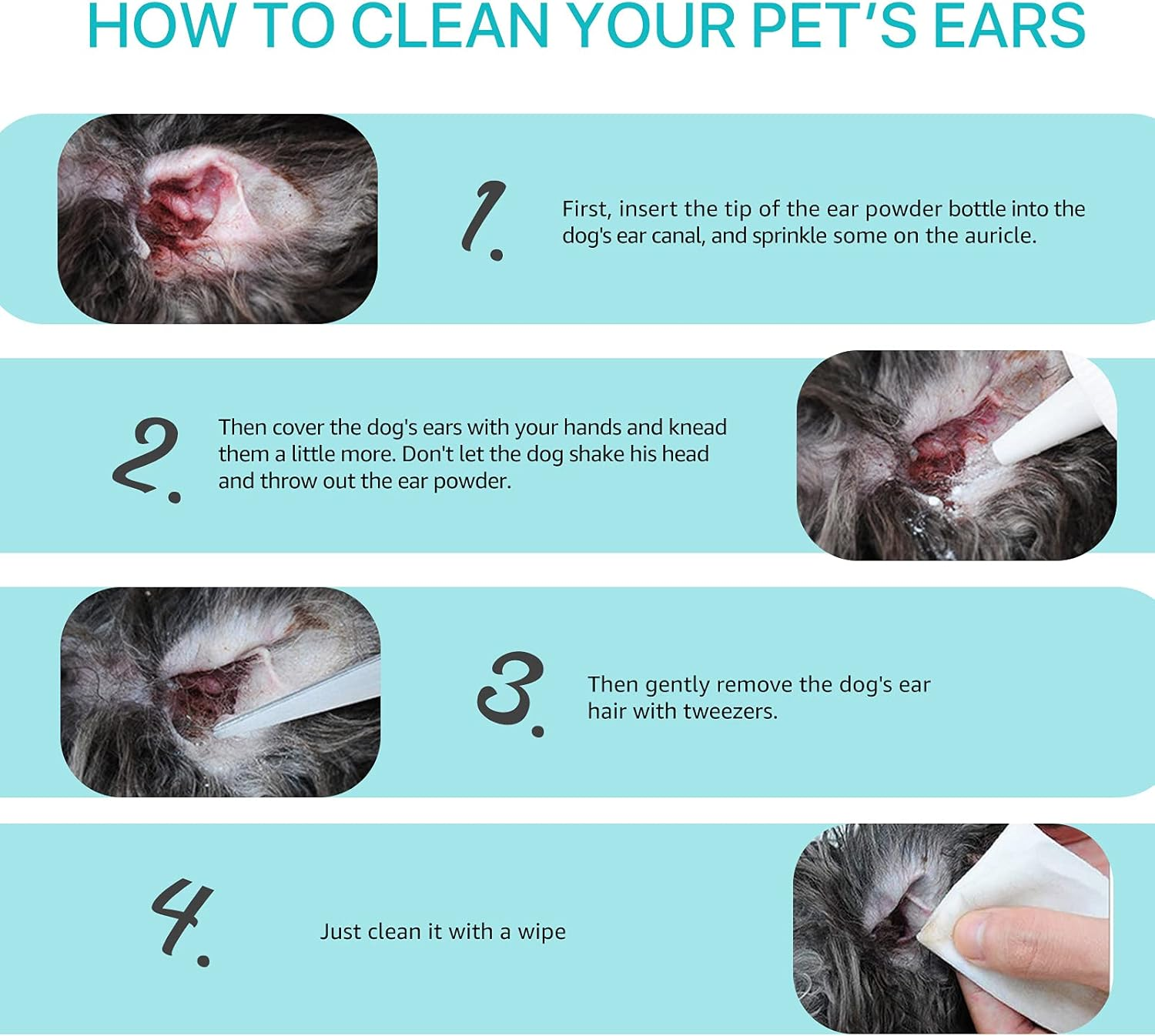 Dog Ear Cleaner - Removal Ear Powder for Pets,Dog Ear Infection Treatment,Supports Infection Prone Ears, Ear Odor in Pets (2PC Ear Powder) image number 1