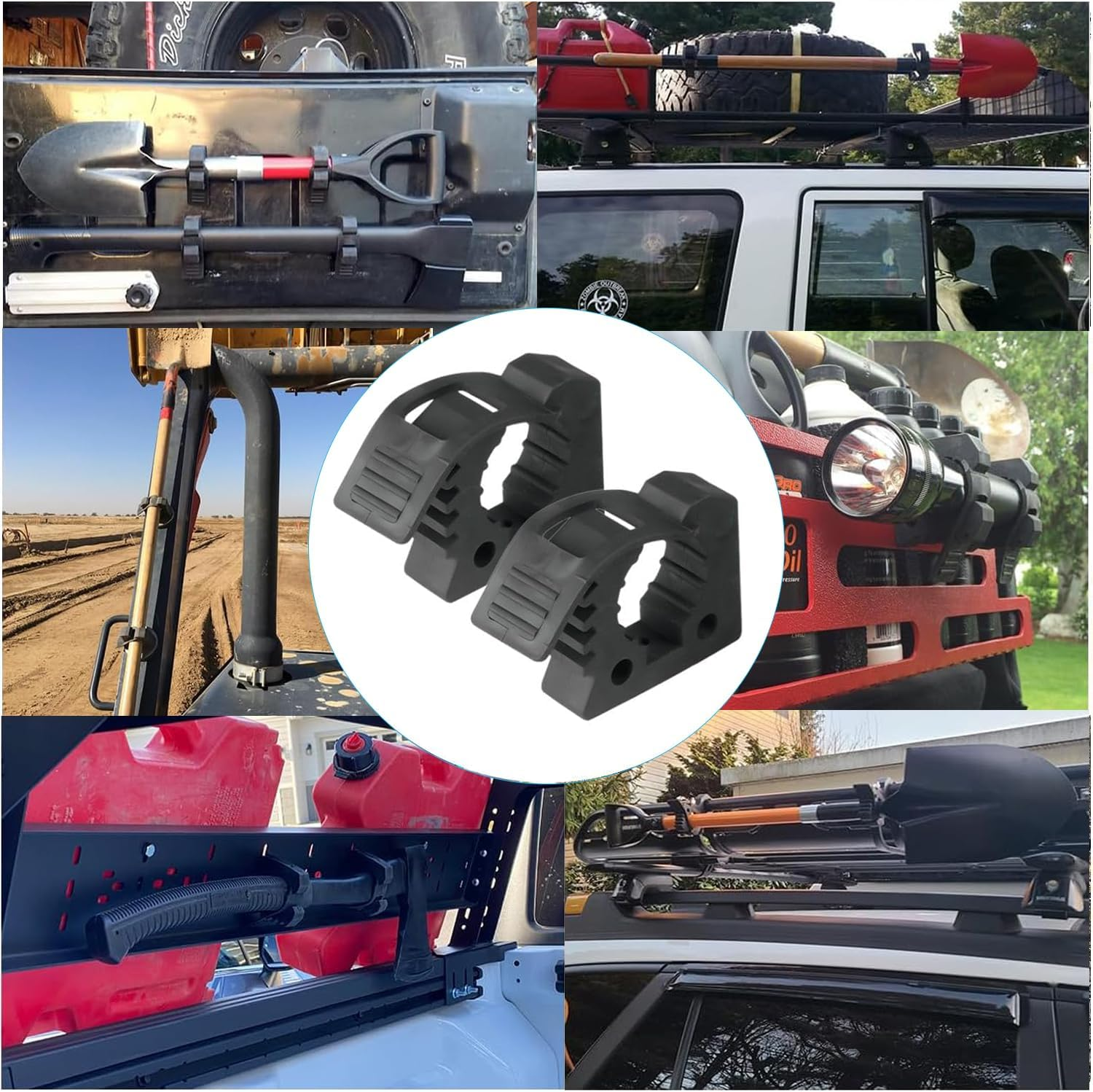 2PCS Quick-Release Shovel Holder for Truck Off-Road Tool Grip, Adjustable Rubber Clamp Mount for UTV ATV Van Trucks Boat Train image number 4