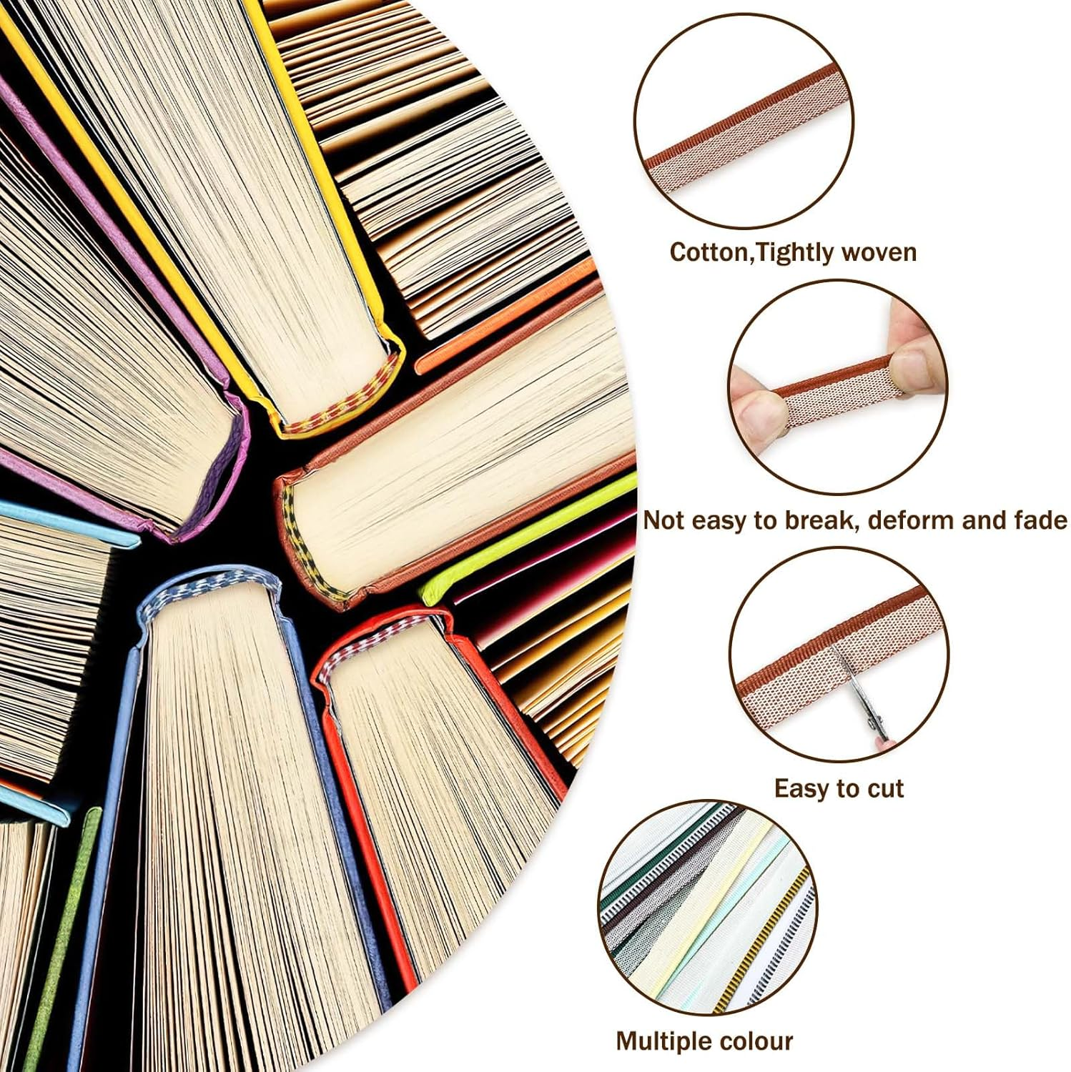 52 Pcs Book Binding Headbands, 26 Colors 11.8 Inches Bookbinding Endbands Book Binding Kit for Beginners, Book Binding Kit Supplies, 0.5 Inch Wide (Colorful)