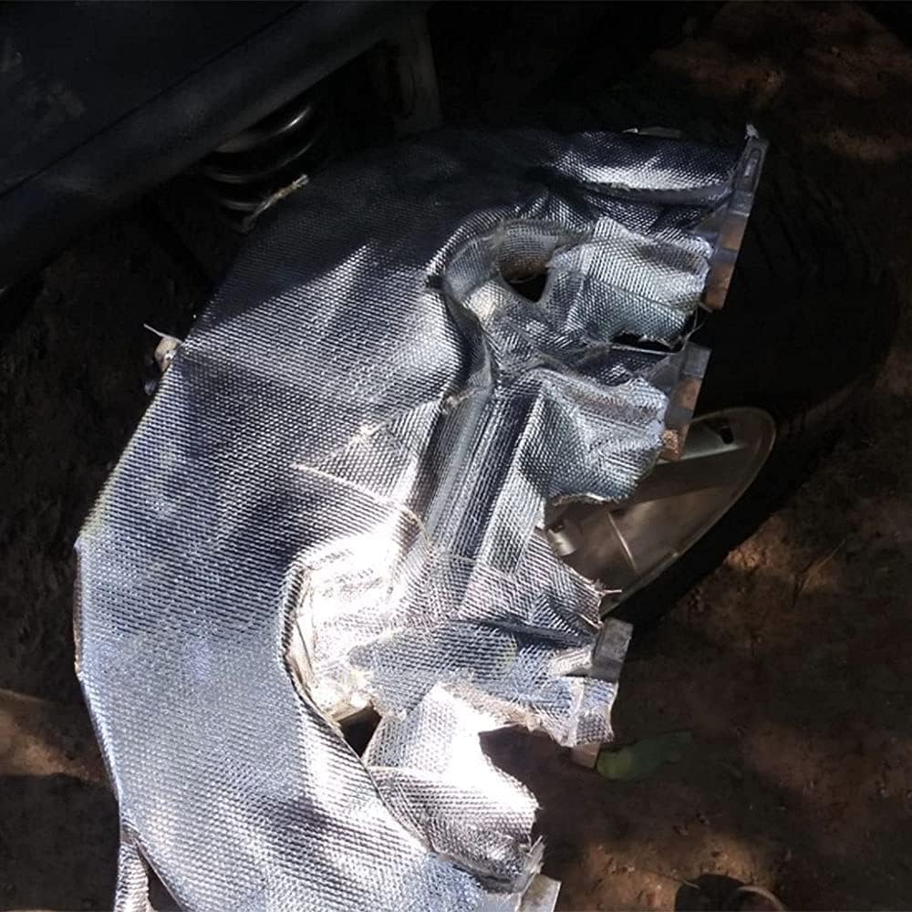 12'' X 48''Aluminized Heat Shield Mat Thermal Barrier Adhesive Backed Heat Blanket, Fiberglass Insulation Reflective Material High Temp Protection image number 3