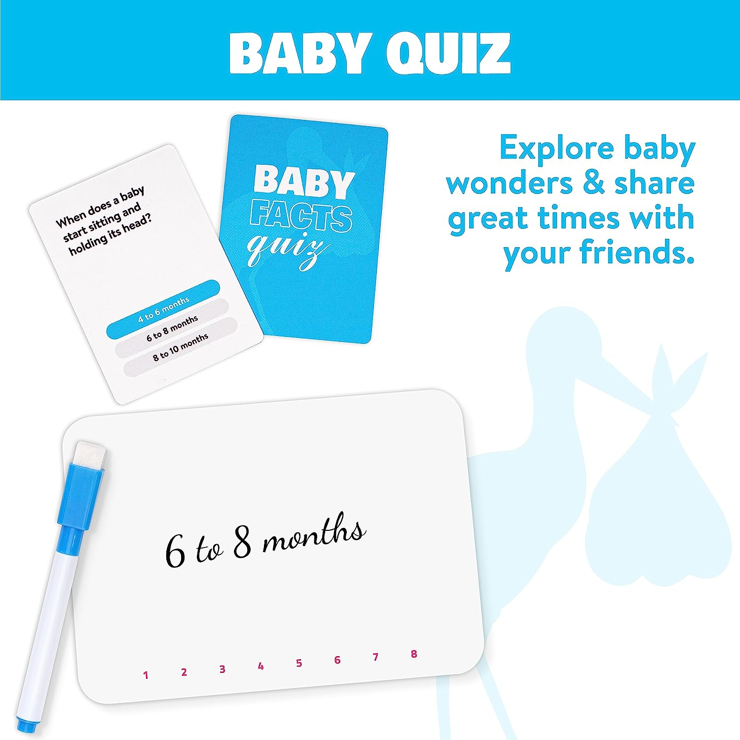 Baby Shower Game - How Well Do You Know Mommy Quiz - Baby Facts Game - Prediction Advice Cards - Suitable for Gender Reveal Parties & Party Favors (Pink Blue) image number 1