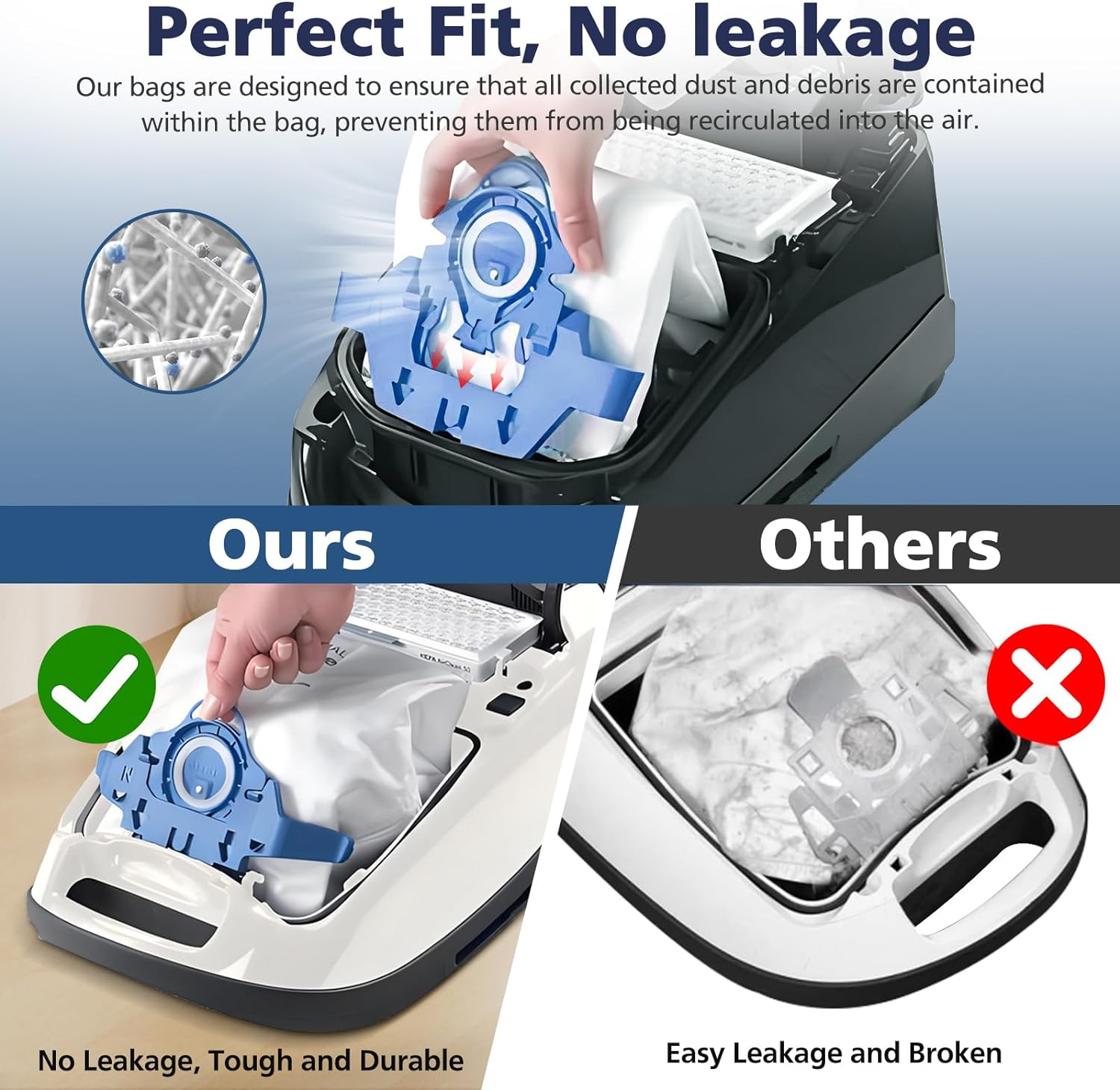 12 Pack 3D Airclean GN Vacuum Bags Compatible with Miele Classic C1, Complete C1, Complete C2, Complete C3, S227 S240, S270, S400, S2, S5, S8 Series Canister Vacuum Cleaner image number 1