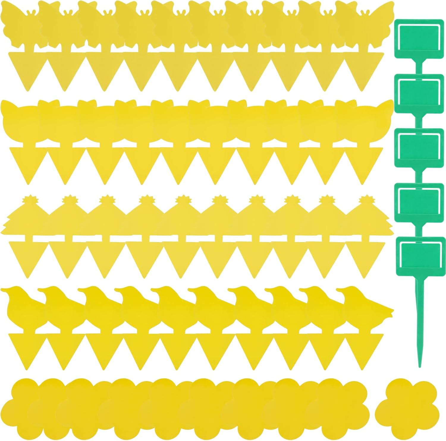 BTYMS 50 Pcs Sticky Bug Traps - Dual-Sided Glue Boards with 5 Adjustable Ground Penetrations, Fruit Fly Traps for Garden/Kitchen/Home - Indoor & Outdoor Use Protect the Plant (Yellow,Pp) image number 6