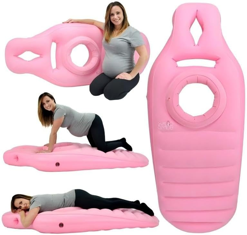 Inflatable Full Body Pregnancy Pillow, Flocking Thickened Mattress, Full Body Maternity Airbed with Belly Hole, Best Prone Sleeping Support for Pregnant Women, Includes Foot-Operated Inflatable Pump image number 4