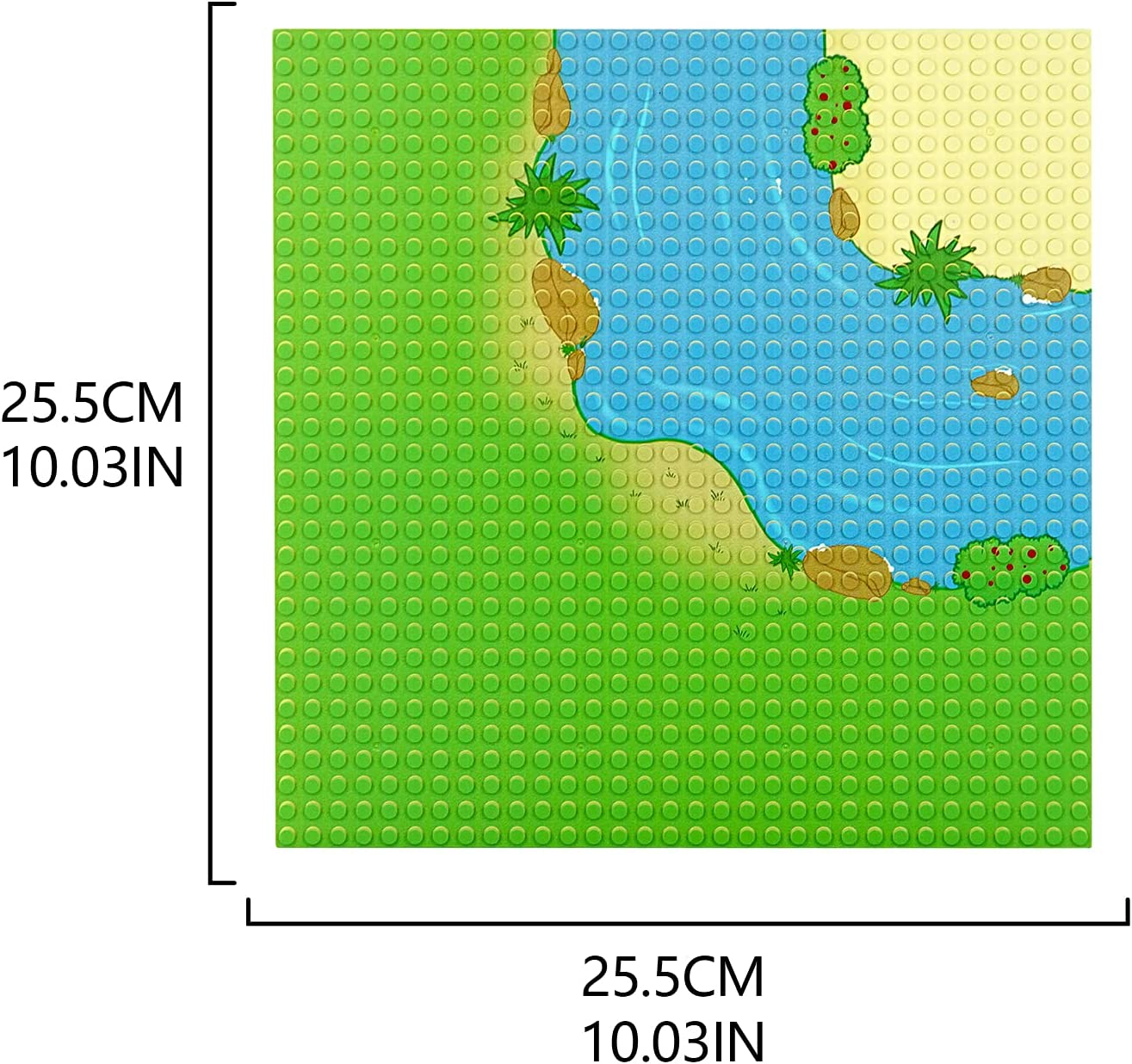 EKIND 2-Pack 10" X 10" Rainforest Base Brick Plate Compatible for All Major Brands, Scenes Baseplates for River, Forest Garden, Tropical Treehouse Scenery and More Building Blocks Kids Toy (2 Curve) image number 5