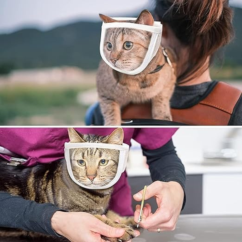 Transparent PVC Mesh Cat Face Guard, Cat Muzzle, S Size image number 1