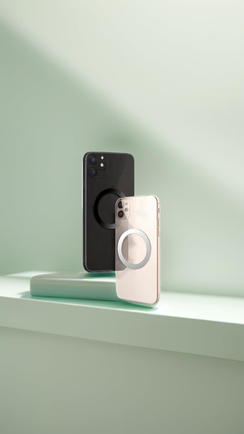 Honwor Universal Metal Rings for Wireless Charger - 16-Piece Magnetic Car Charger Kit - Secure, Fast Charging, Compatible with Iphone, Black image number 5