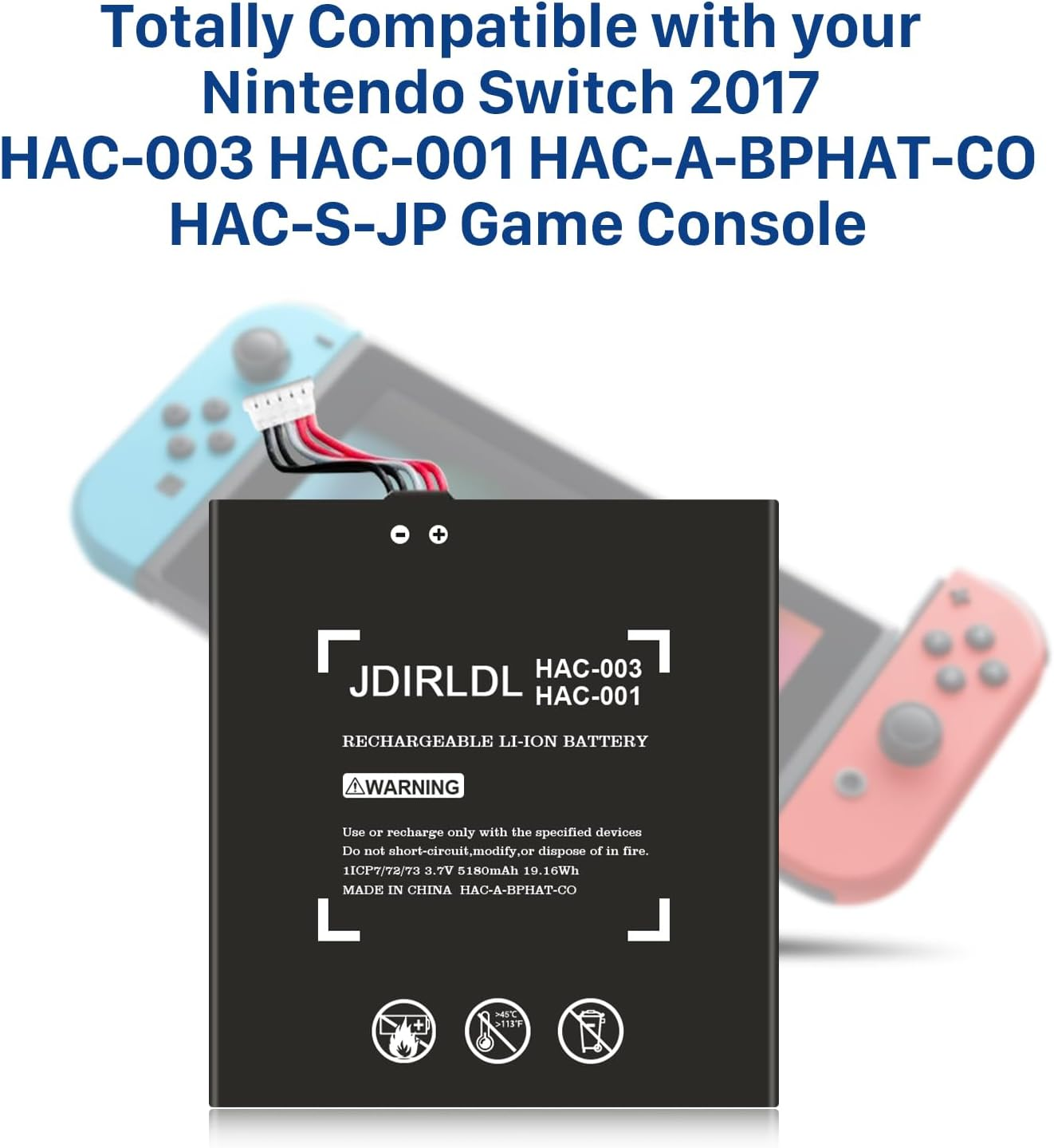 Battery for HAC-003, [2025 Upgraded] 5180Mah Replacement Battery for Nintendo Switch 2017 Game Console HAC-001 HAC-A-BPHAT-C0 HAC-S-JP Internal Battery image number 1