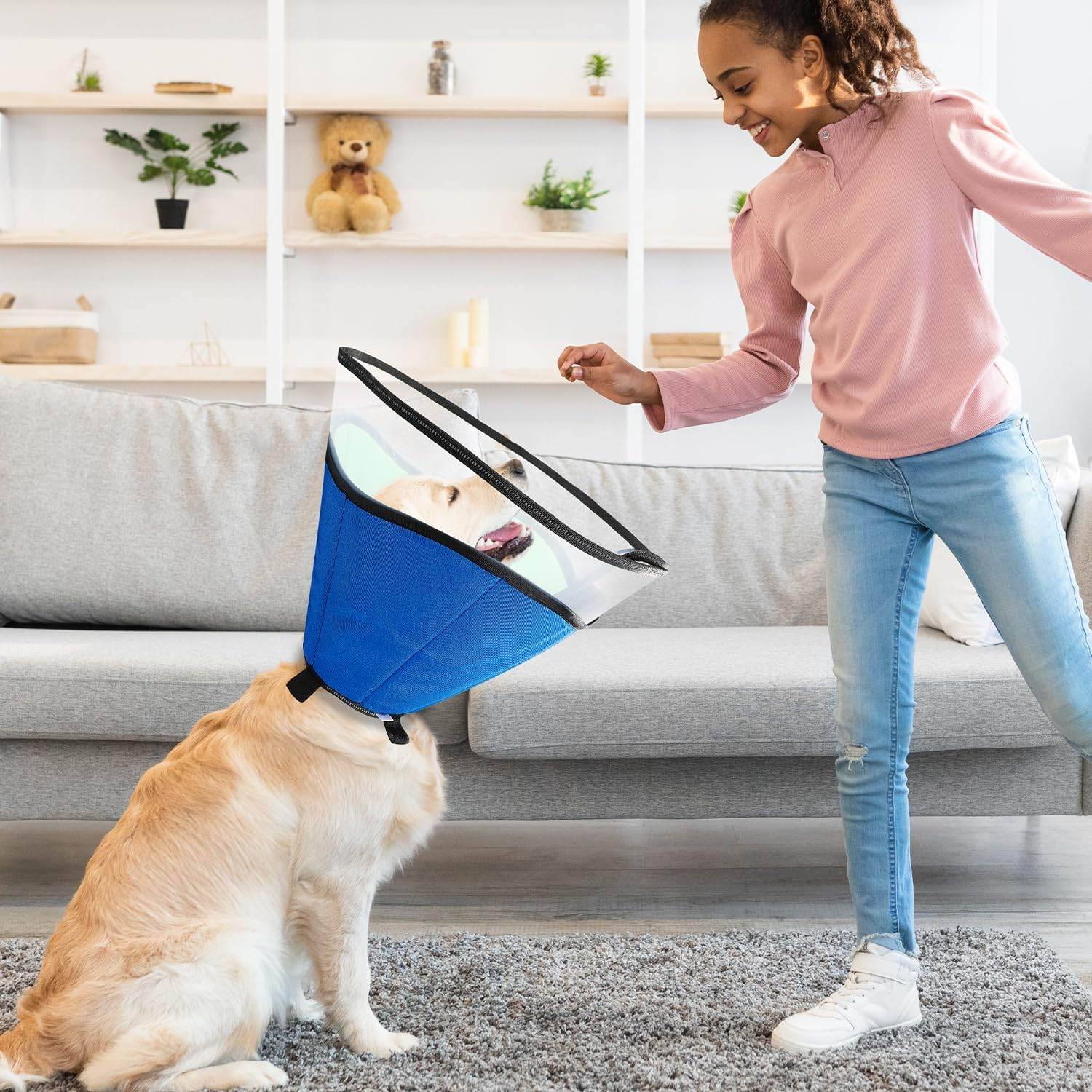 Slowton Cone for Dogs after Surgery - Soft Protective Neck Collar for Pet Recovery Adjustable Elizabethan Cone Collar for Large Medium Small Dogs and Cats Help Wound Healing Biting Licking Scratching image number 4