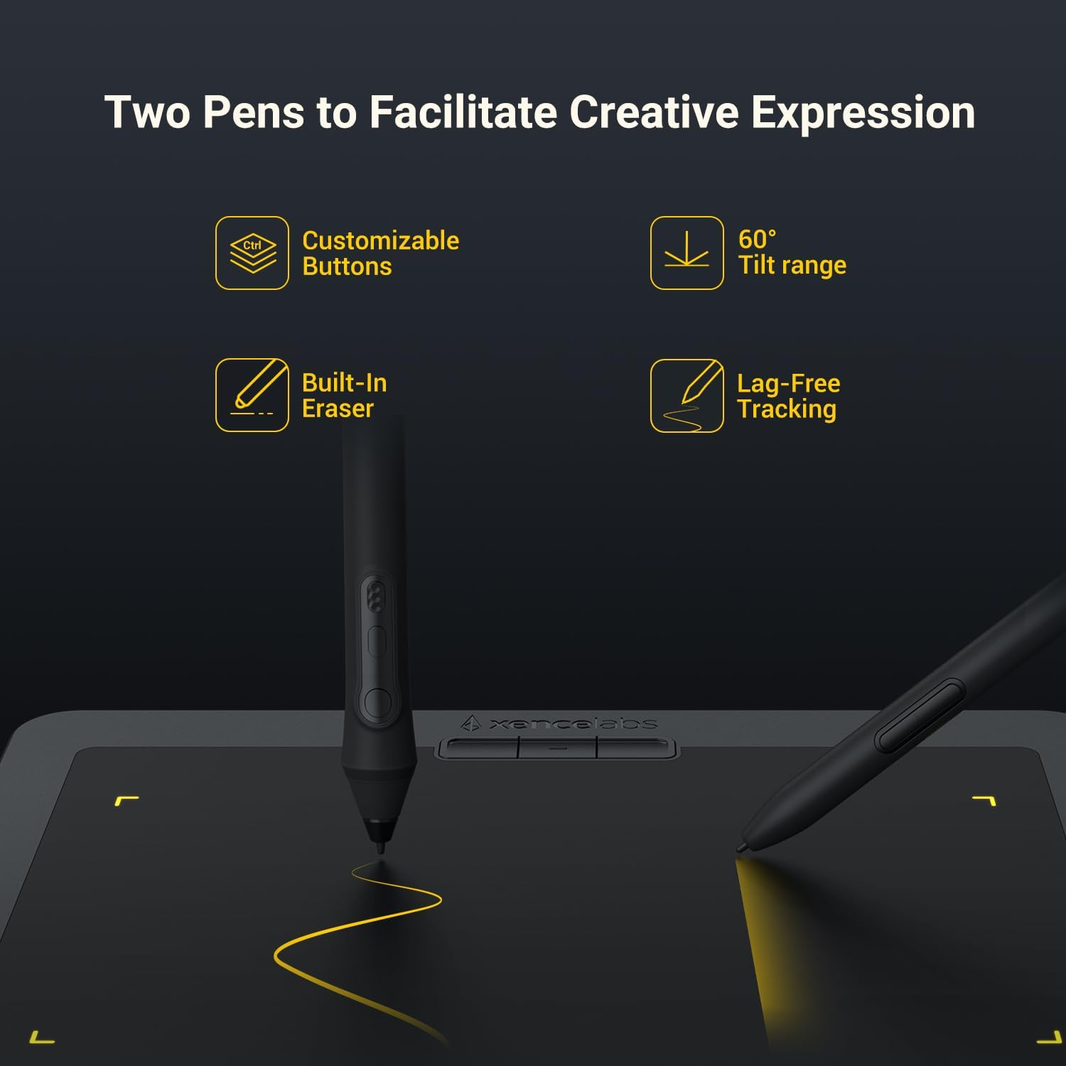 XENCELABS Drawing Tablet, Portable Wireless Precision Graphic Tablets, Ultrathin Pen Tablet with 2 Battery-Free Stylus, 8192 Levels Pressure, 16.9 Aspect Ratio Digital Art Pad for Win/Mac/Linux