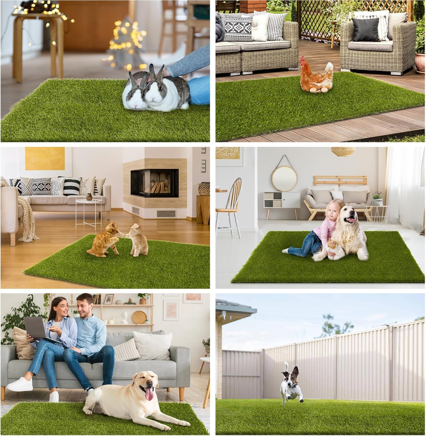 Artificial Grass, 36 X 24 Inches Fake Grass for Dogs, Reusable Dog Grass Pee Pads with Drainage Holes for Dog Potty Training Outdoor Indoor Door Mat Decoration