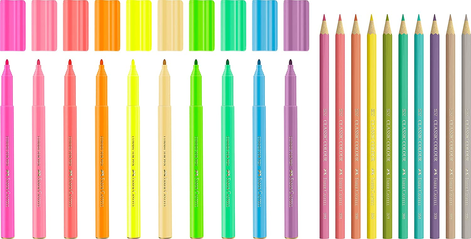 Faber-Castell Pastel and Neon Inspiration Set &ndash; Pack of 20 Includes 10 Connector Pens and 10 Classic Colour Pencils (63-155035) Multicolor image number 3