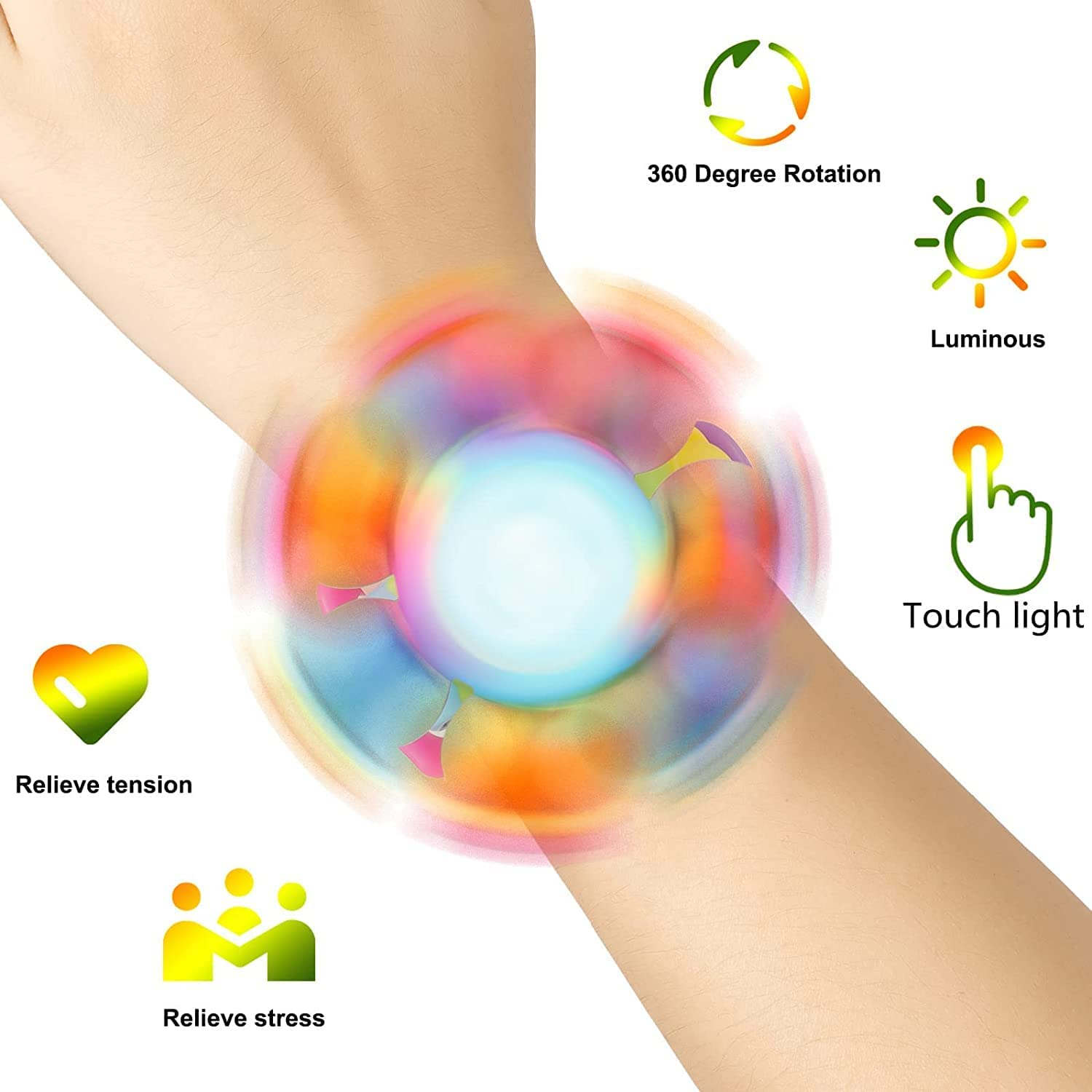 Pop Fidget Spinner Bracelet Toys,Silicone Pop Bubble Bracelet,Stress Relief Sensory Toys for Boys Girls image number 6