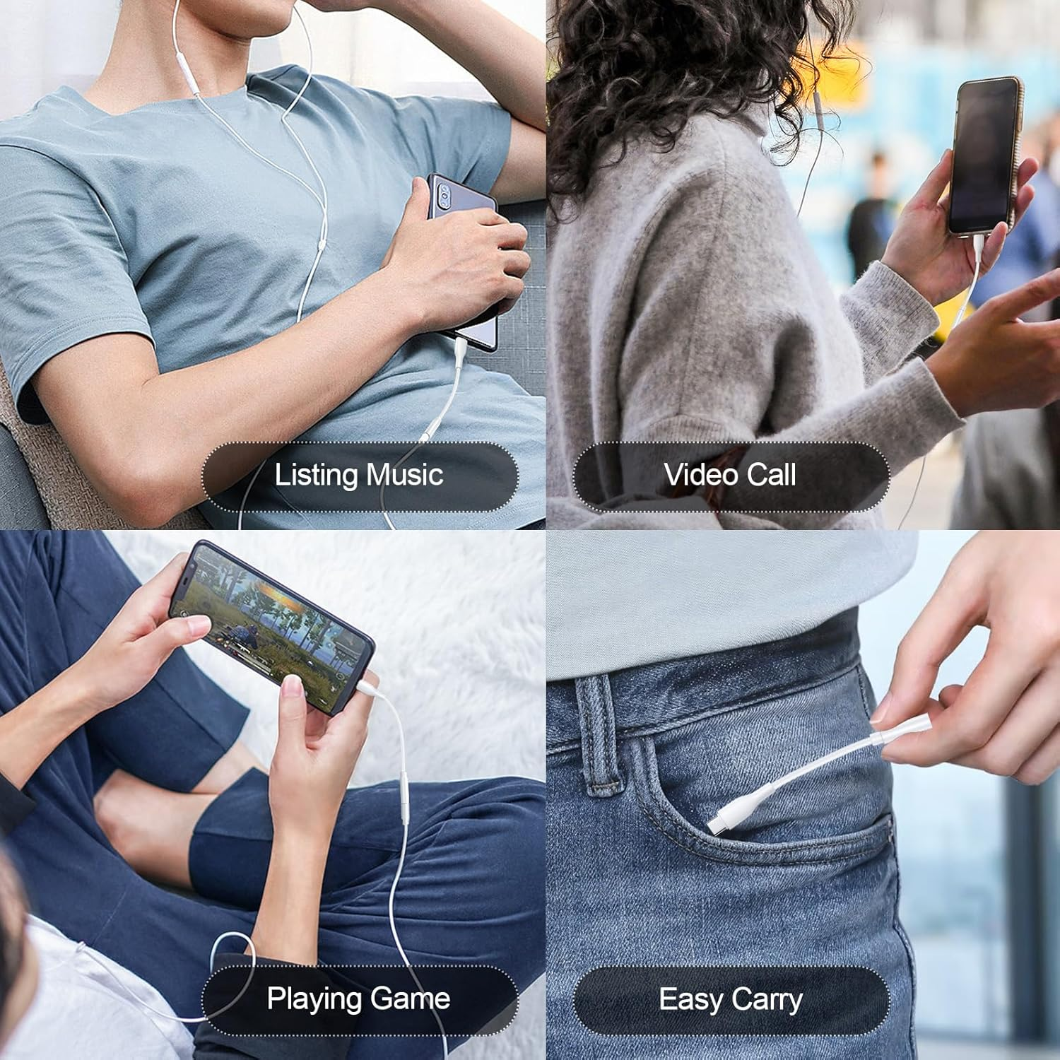 USB C to 3.5Mm Samsung Headphone Adapter for Samsung Galaxy S24 S23 FE Ultra plus S22 S21 A15 A25 A54 A14,Google Pixel 8 7 Pro 7A,Iphone 15 Pro Max Plus, Type C Audio AUX Mic Jack Adapter Dongle Cable image number 3