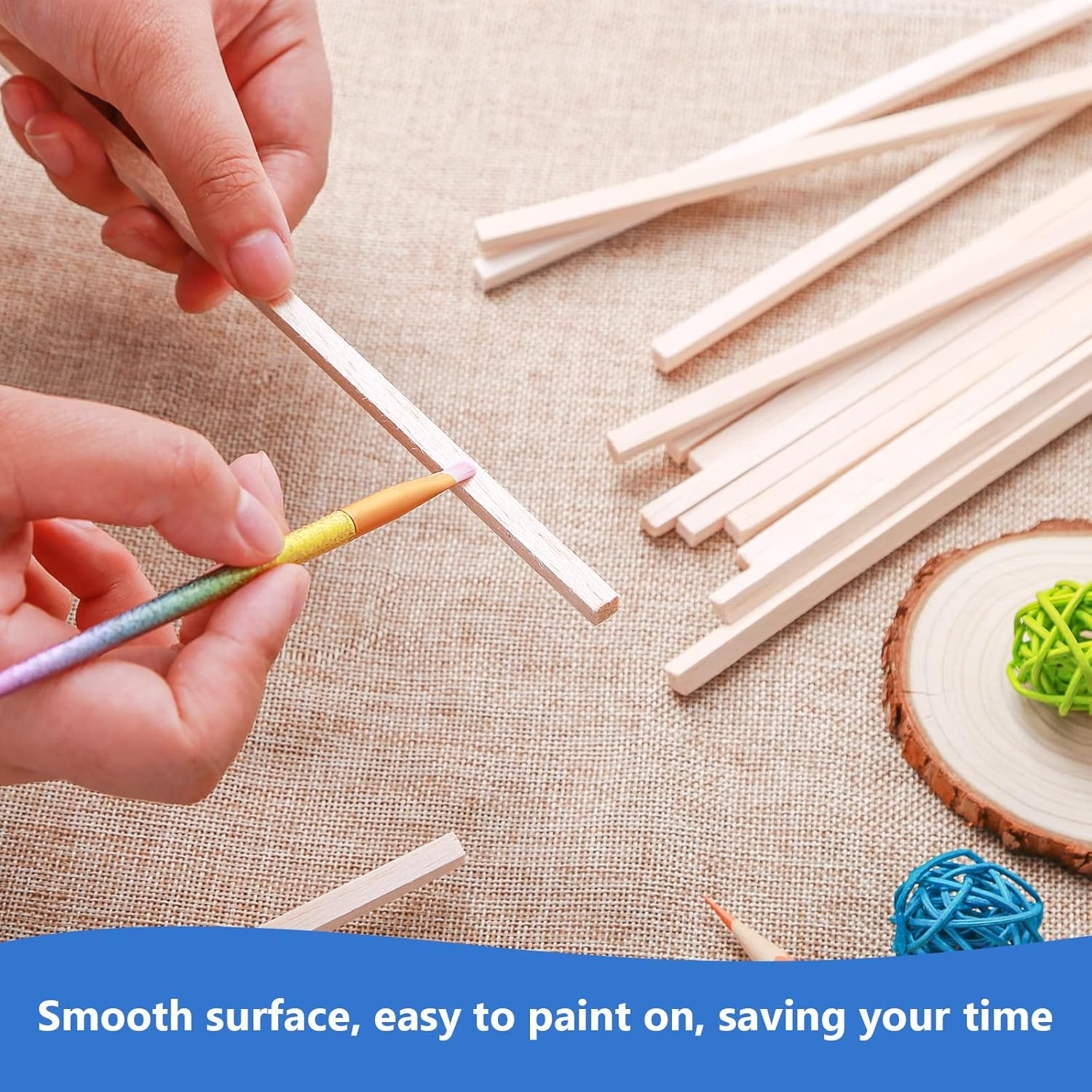 120 Pieces Balsa Wood Sticks 1/8 X 1/8 X 12 Inch Wood Strips Balsa Square Wooden Dowels Hardwood Unfinished Wood Sticks for Crafts DIY Projects Models Making Supplies image number 6