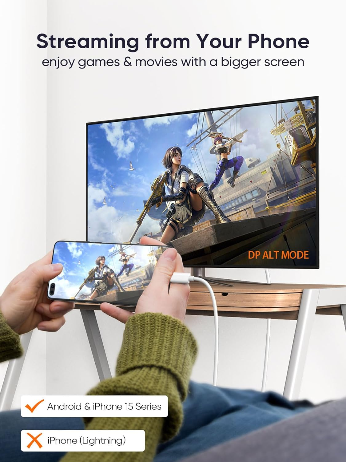 Cablecreation USB C to HDMI Cable 4K@60Hz for Home Office, Type C to HDMI, Thunderbolt 4/3 Compatible for Iphone 15/Pro/Plus/Max, Macbook Pro/Air, Ipad Pro, Galaxy S23/ S22, Surface Book, 10FT White