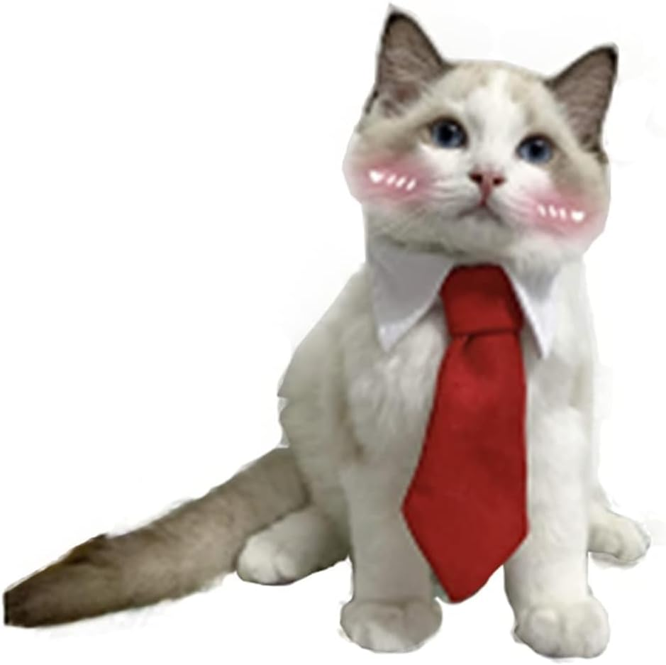 Small Dog Wedding Collar Cat Bow Tie for Cat Formal Dog Wedding Attire White Puppy Collar Dog Neckties Pet Tuxedo Costume for Cats Kitten Small Dogs (Red, S) image number 1