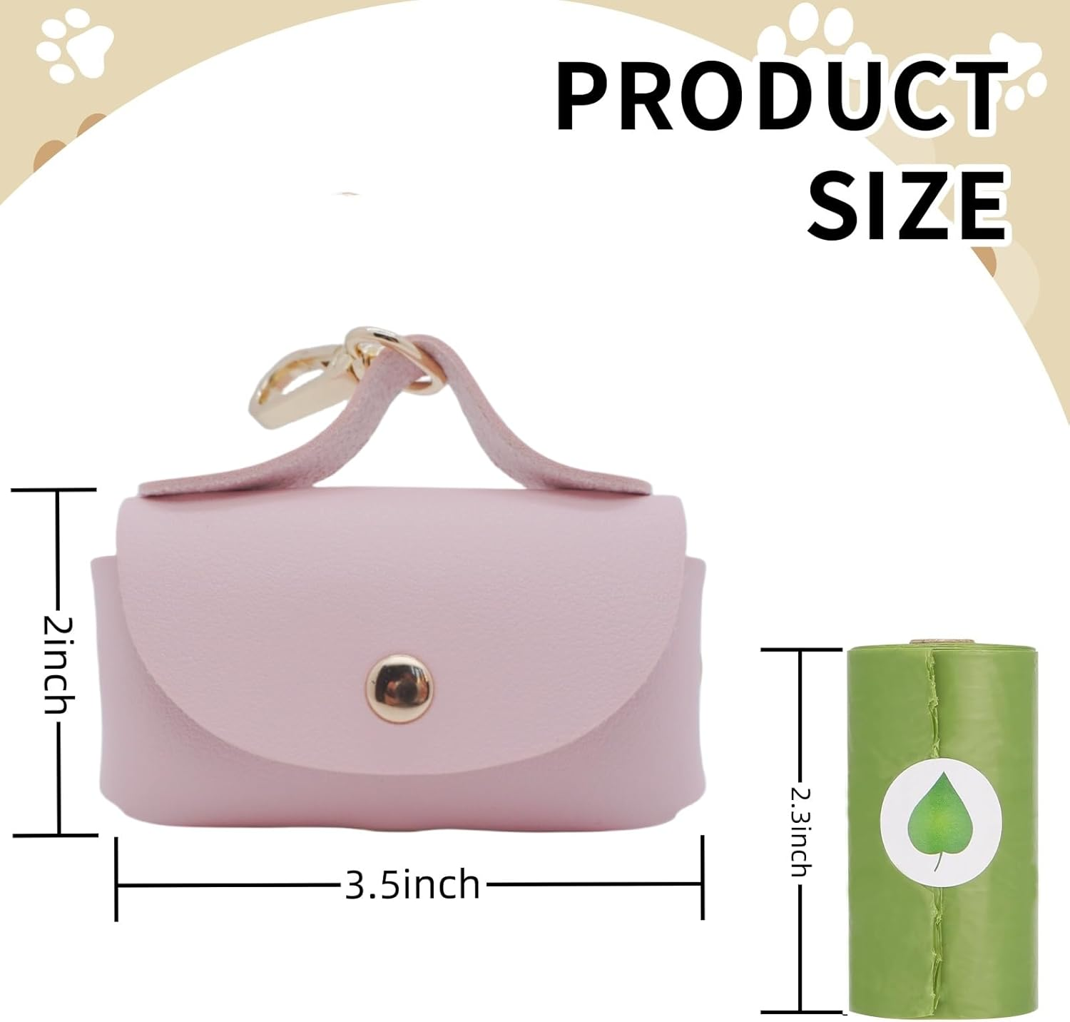 Leather Poop Bag Holder Dispenser for Leash, Portable and Reusable Dog Poop Bag Dispenser, Dog Bag Holder for Walking, Outdoor, Travelling (Pink) - Beige image number 7