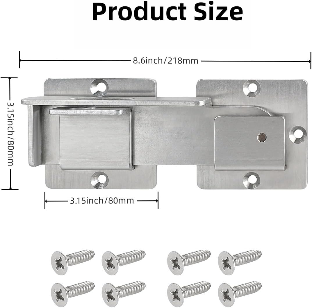 Flip Gate Latch with Padlock Hole,Stainless Steel Gate Latch for Fence, Heavy Duty Double Gate Latch for Wooden Fence,Swing and Sliding Open Gate,Barn Door, Shed, Vinyl Fence, Yard