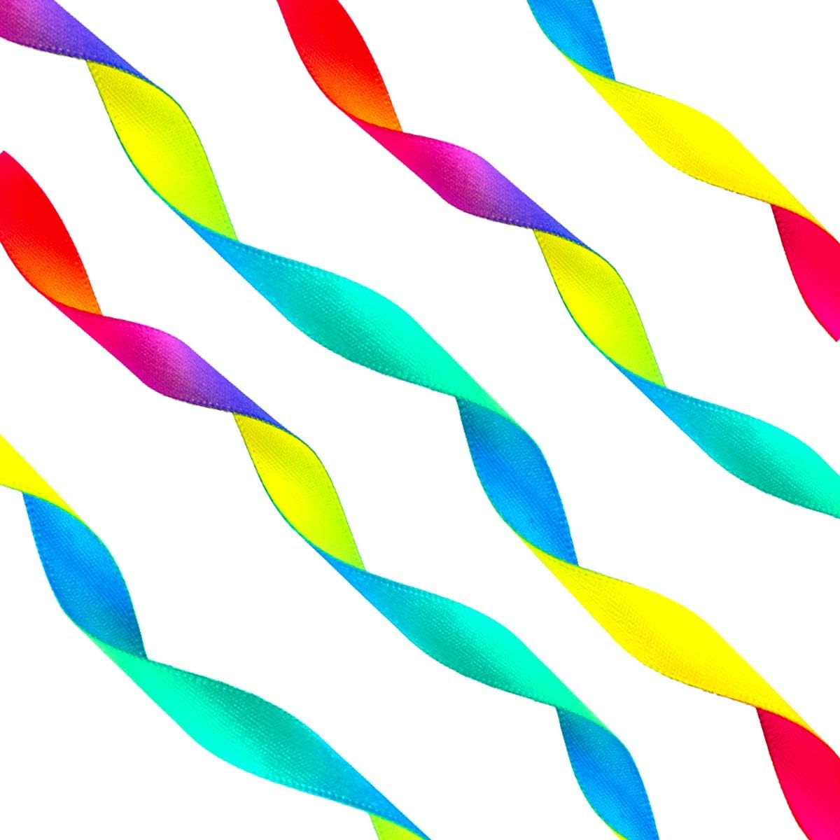 Teemico 50 Yards Satin Ribbon Gradient Rainbow Printed Double Side Satin Polyester Ribbon for DIY Handmade (9Mm Wide) image number 5