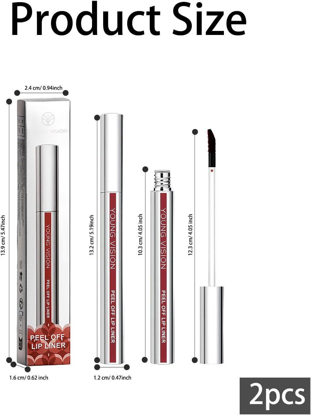 2 Pieces of Lip Stain Peel Off, Highly Colored Lip Tint Peel Off, Non-Stick Cup Magic Lip Oil, Matte Effect Suitable for Girls