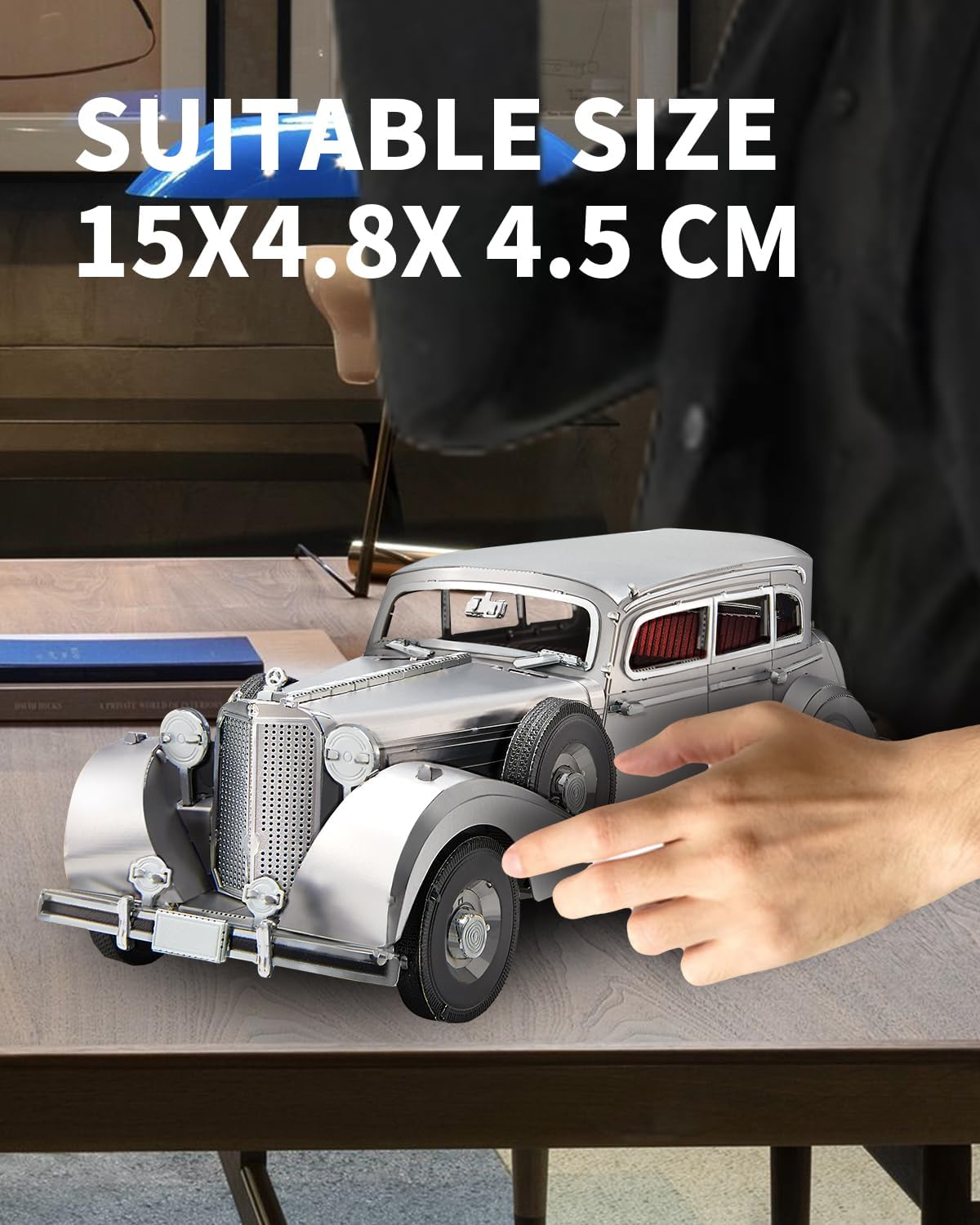 Piececool 3D Puzzles for Adults, Bulletproof Sedan 770K Model Kits Building, Car Model DIY Puzzle Set, Christams Gifts -154 Pcs image number 5