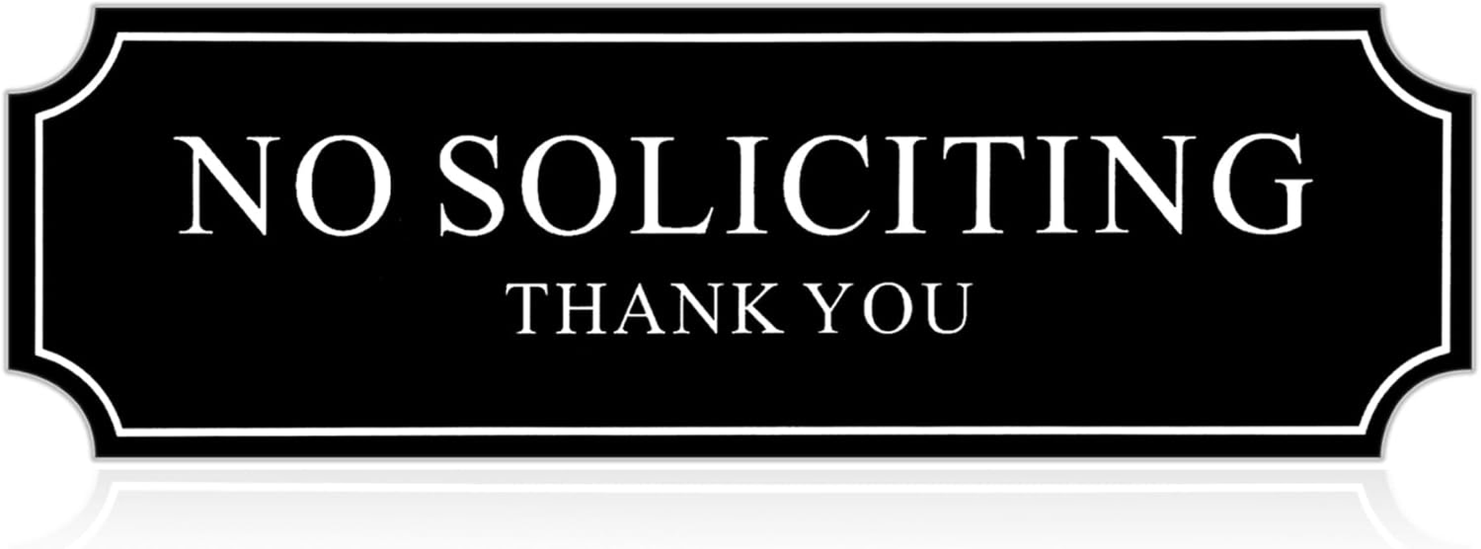 No Soliciting Sign for House Door, Self-Adhesive No Soliciting Sign for Front Door, 8 X 2.48 Inch No Soliciting Sticker for Yard, Apartments, and Office (1Pcs, White Letters)