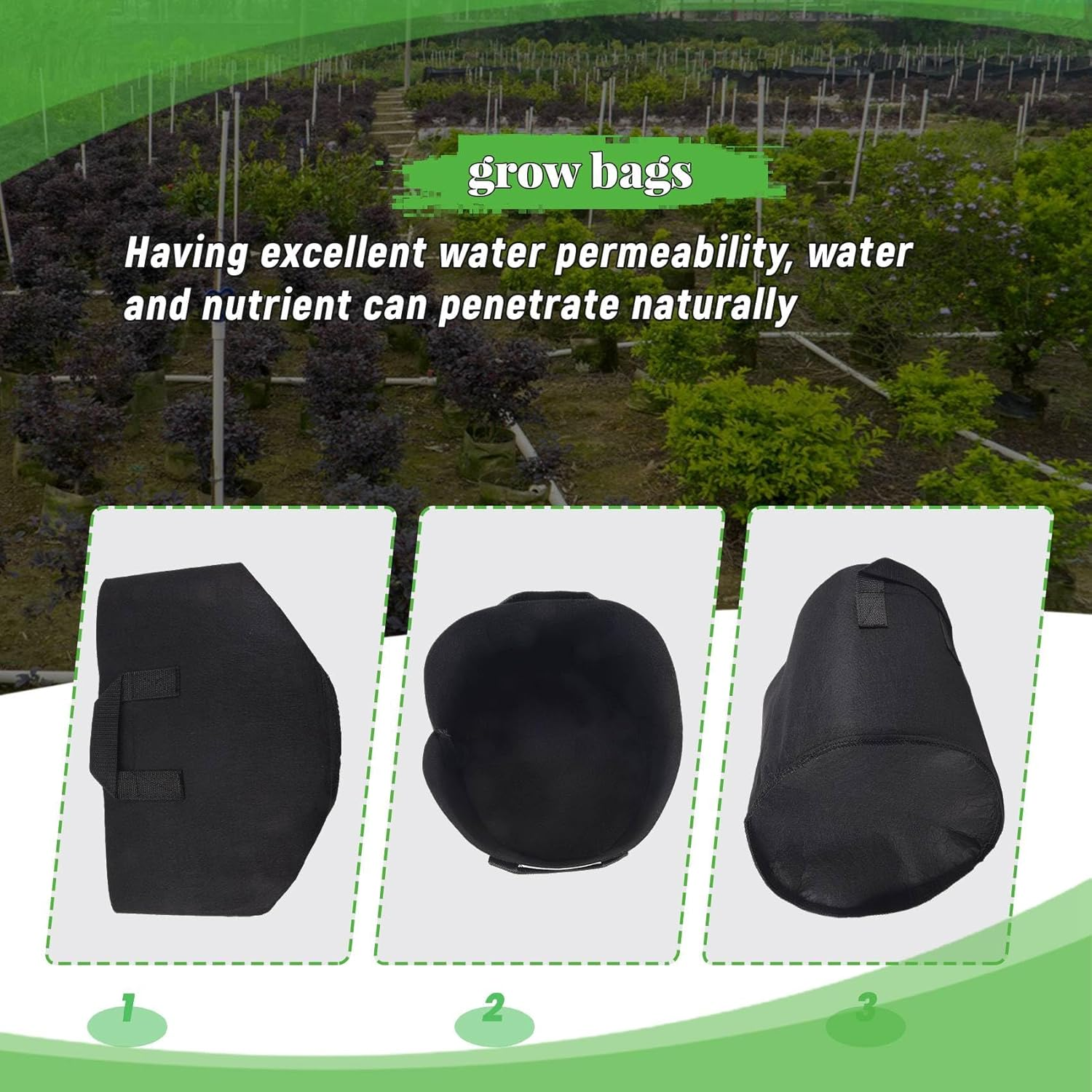 Fabric Pots Container, 5 Pack 3 Gallon Plant Grow Bags, Fabric Containers with Strap Handles for Potato, Flower, Home Gardening Supply