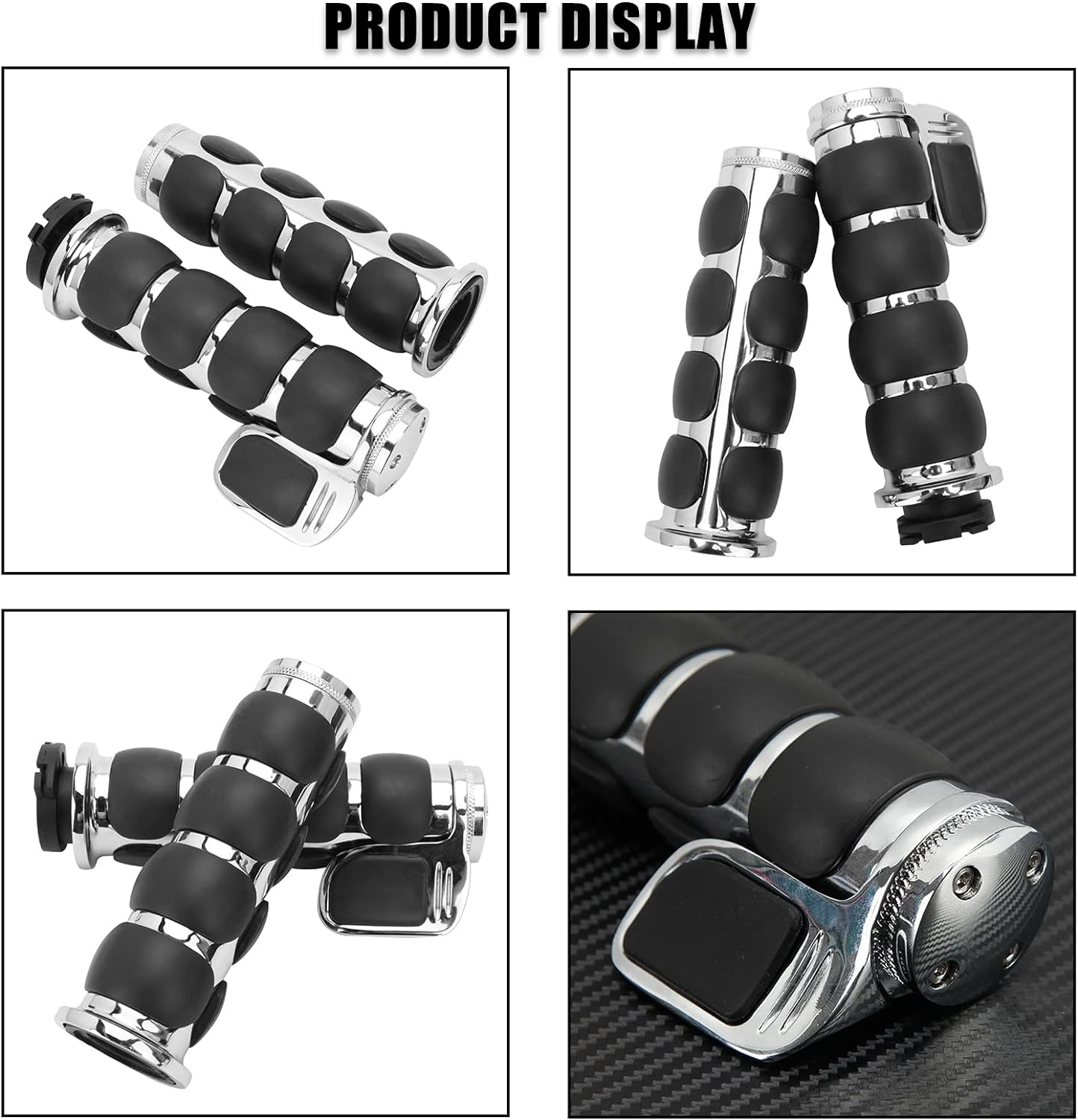 DREAMIZER Universal Motorcycle Hand Grips with Black Non-Slip Rubber for Harley Honda Yamaha Suzuki Kawasaki image number 5