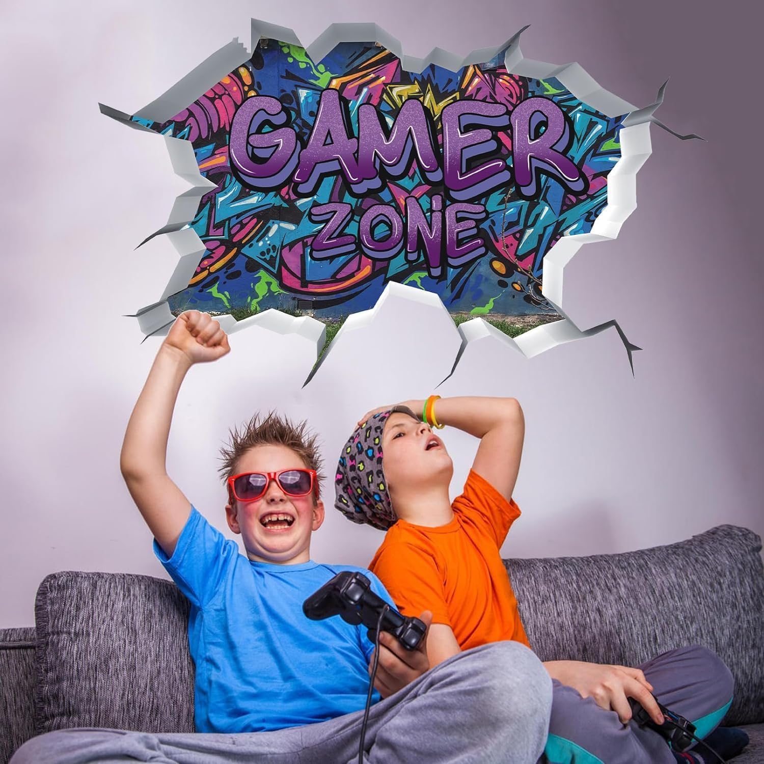 Toarti Gamer Zone 3D Wall Stickers for Gamer Bedroom Accessories,Gaming Vinyl Wall Decal,Video Game Removable Wall Art Playroom Decor for Teens (Violet) image number 6