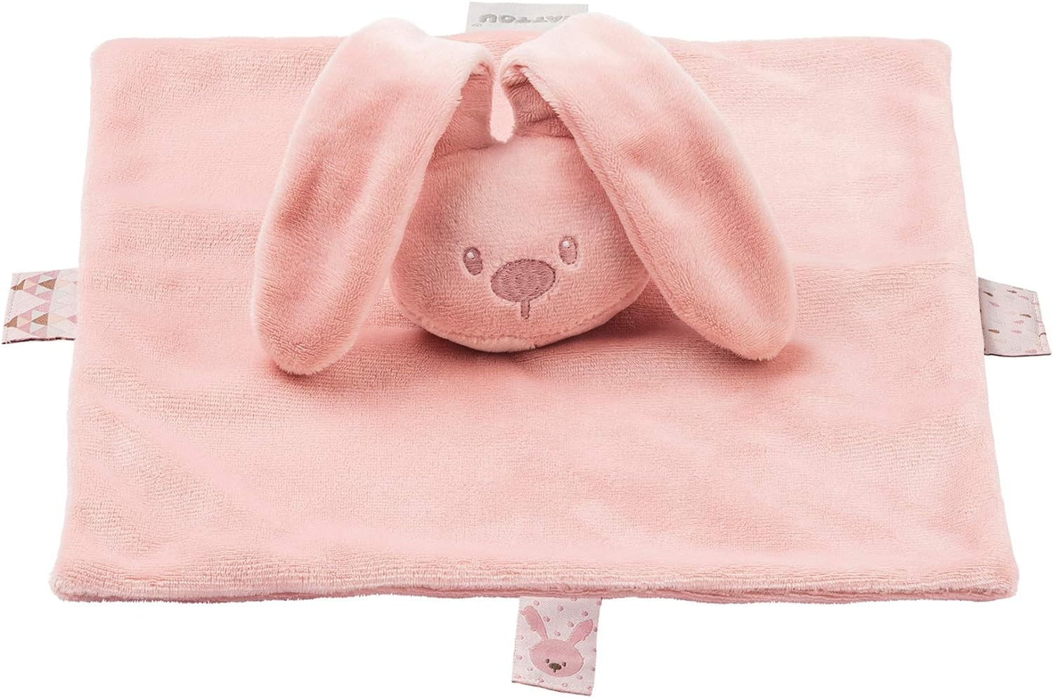 Nattou 877411 Cuddle Blanket Rabbit Companion from Birth 28 X 28 Cm Lapidou Dusky Pink