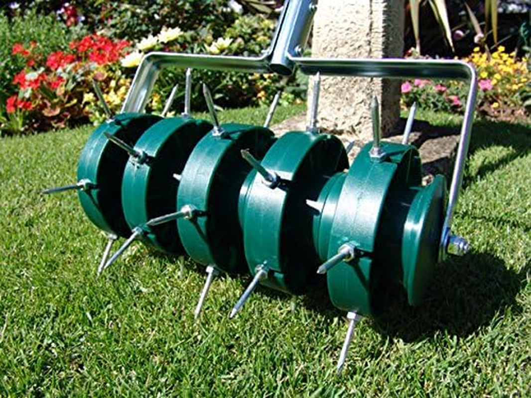 Greenkey Rolling Lawn Aerator, Manual 300Mm Spiked Roller, Green, Mixed Materials, Compact Style image number 5