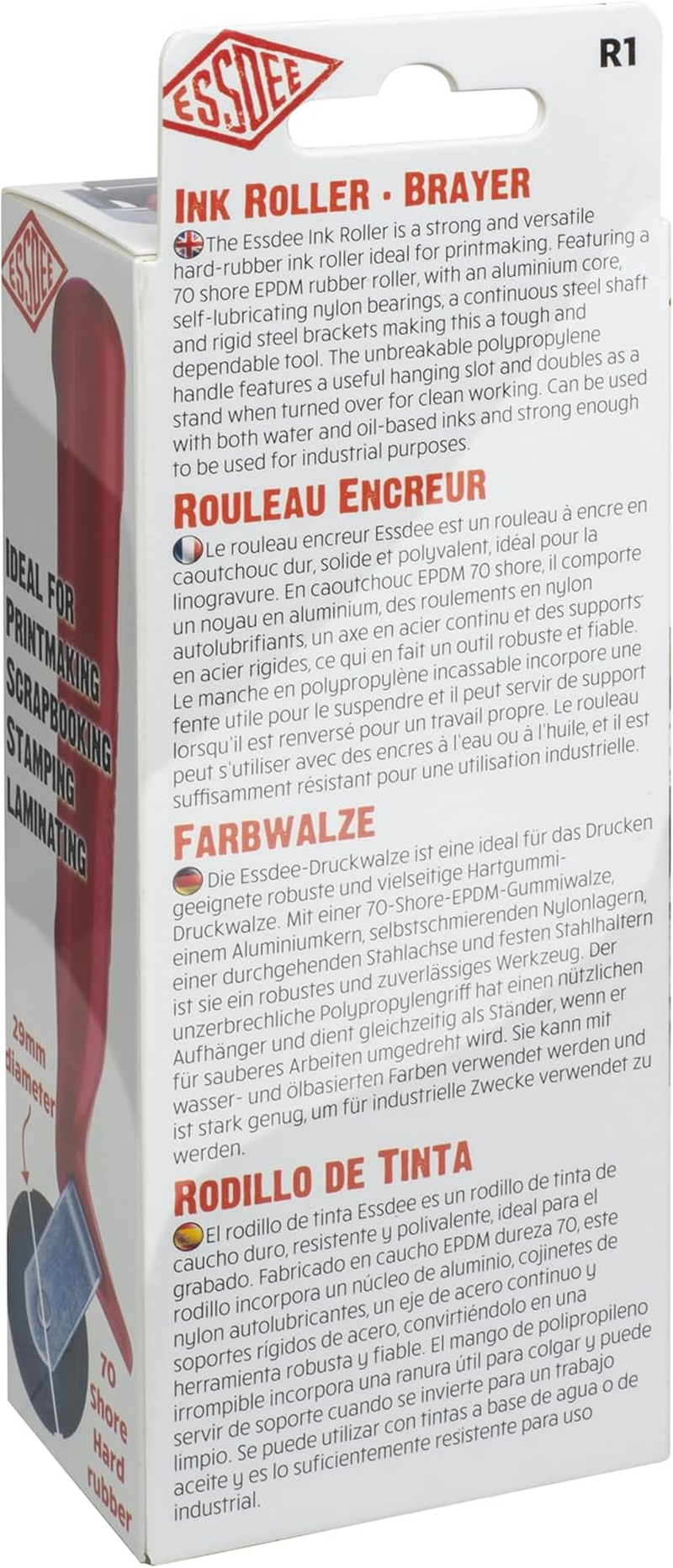 Essdee R1 Lino Roller 50Mm Red Handle, 50 Mm image number 3