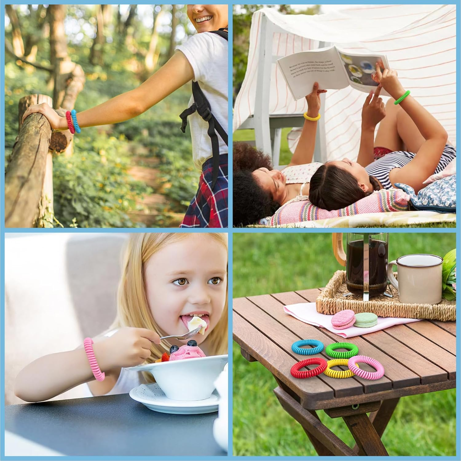 12 Pack Mosquito Bracelets, Mosquito Bracelets Outdoor for Adults and Kids, Individually Wrapped Deet-Free Waterproof Bands image number 1