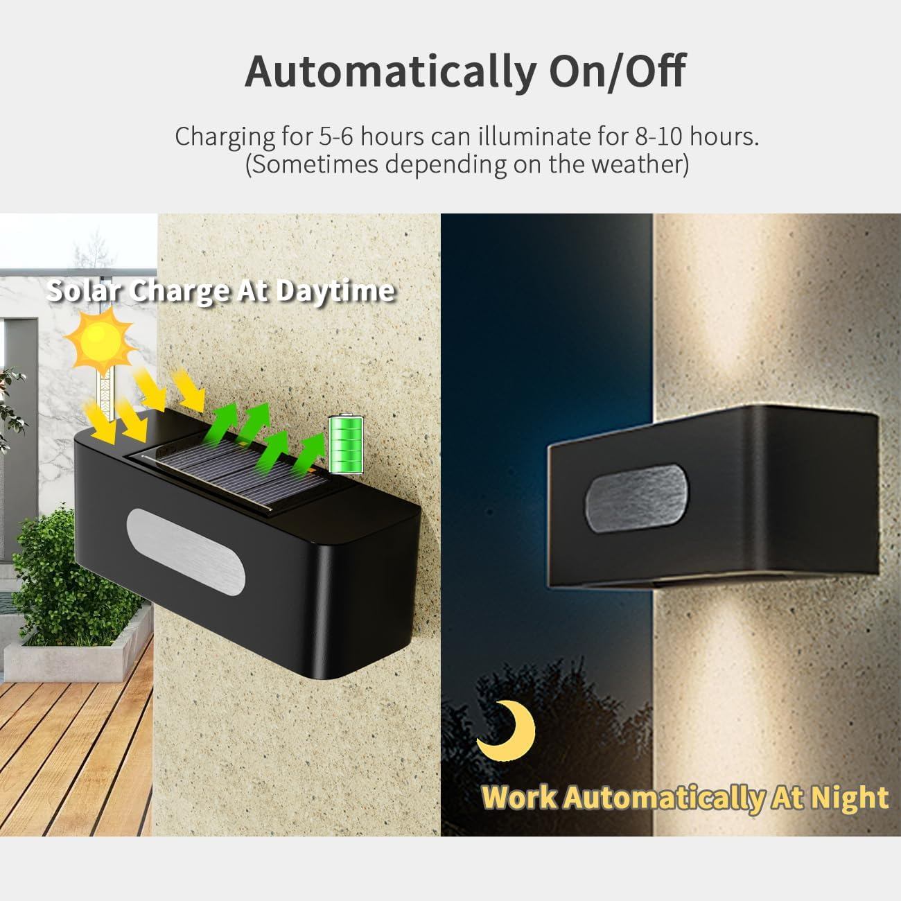 Outdoor Solar Light Wall Small Lights 8 Pcs Auto Sensor Wireless Waterproof Lamp for for Steps Yard Porch Landscape Lighting (Warm Light) image number 3