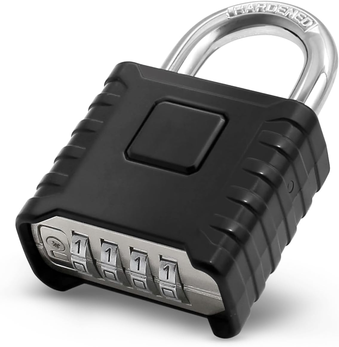 Heavy Duty Combination Padlock, 4 Digit Combination Lock Outdoor, One-Touch Unlocking, Weatherproof, Hidden Password Design for Home, School, Garage, Gate, Garden