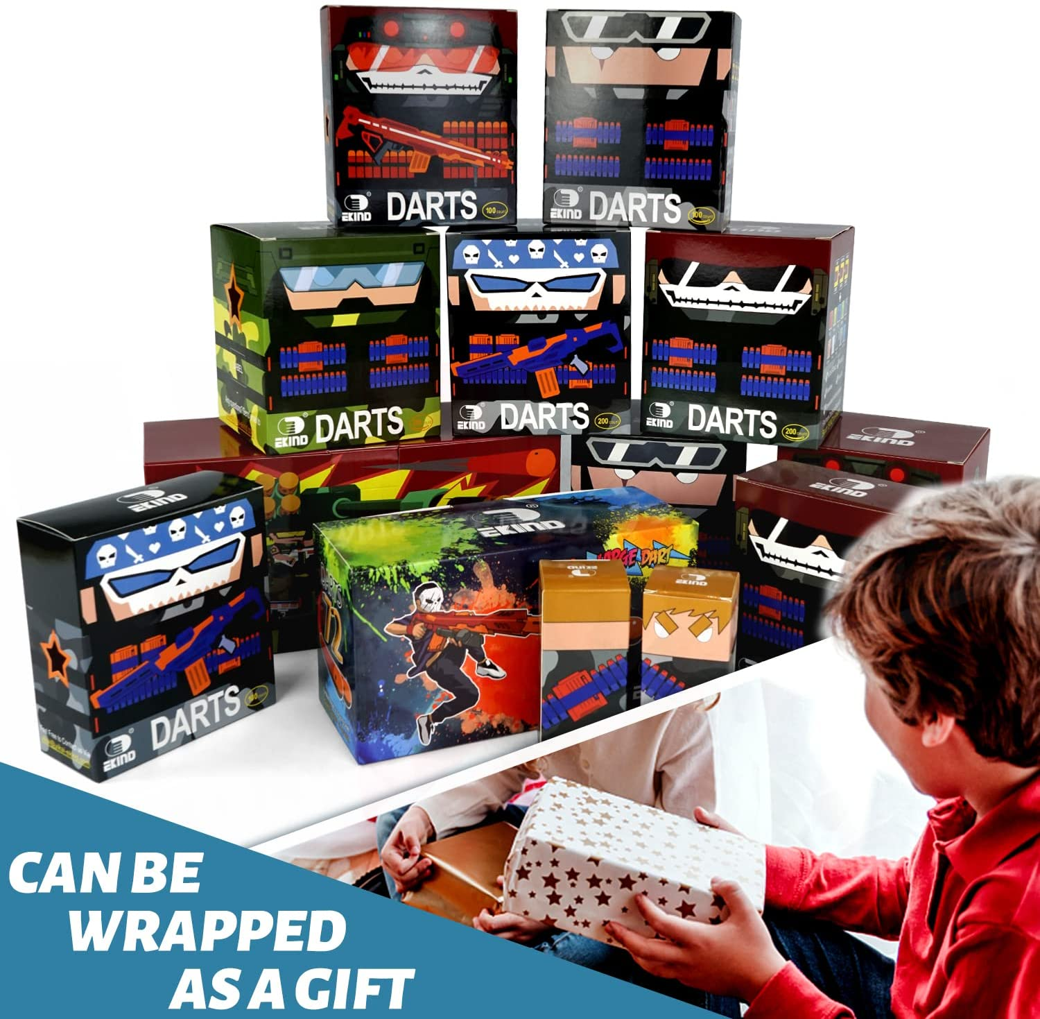 EKIND 200 Pcs Waffles Darts Refill Pack Foam Bullet Compatible for NERF N-Strike Series Blaster (Mix Color) image number 5