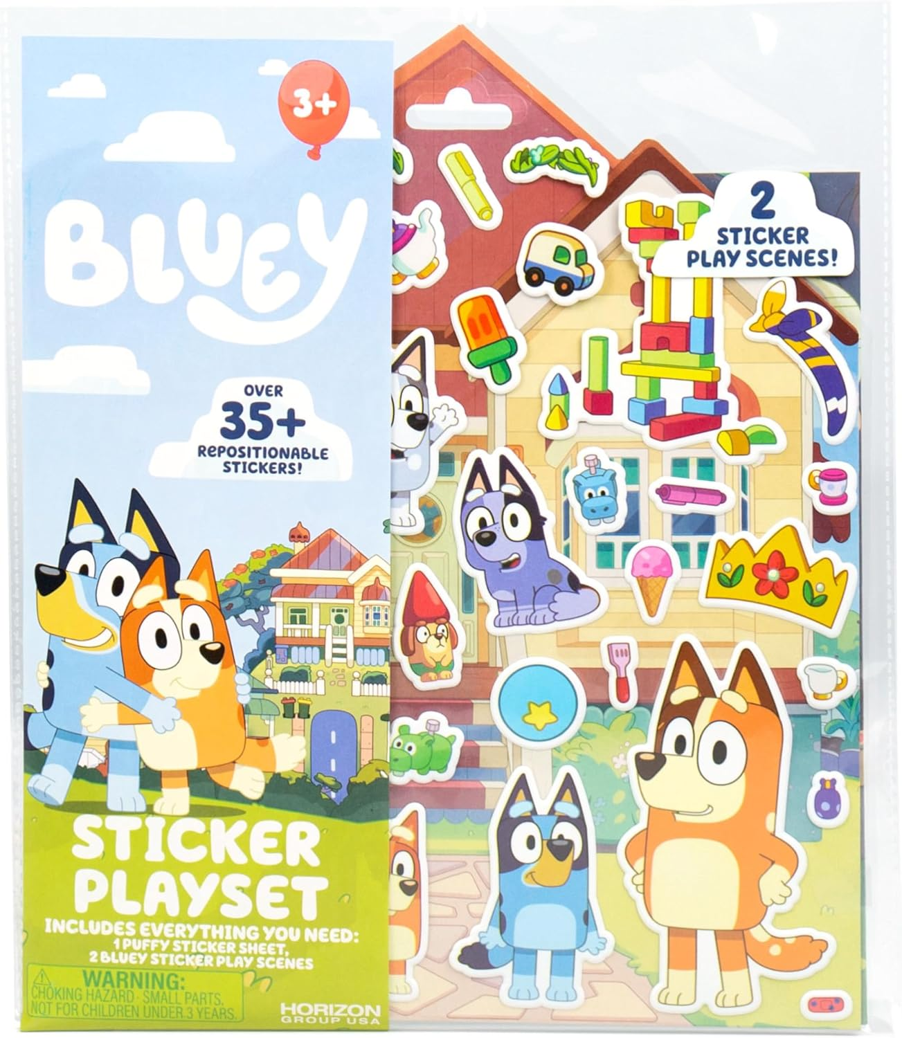 Bluey Sticker Playset - Reusable Interactive Puffy Stickers for Kids, Perfect Birthday Party Gift, Road Trip Toy, Improves Dexterity, Great for Ages 3-6