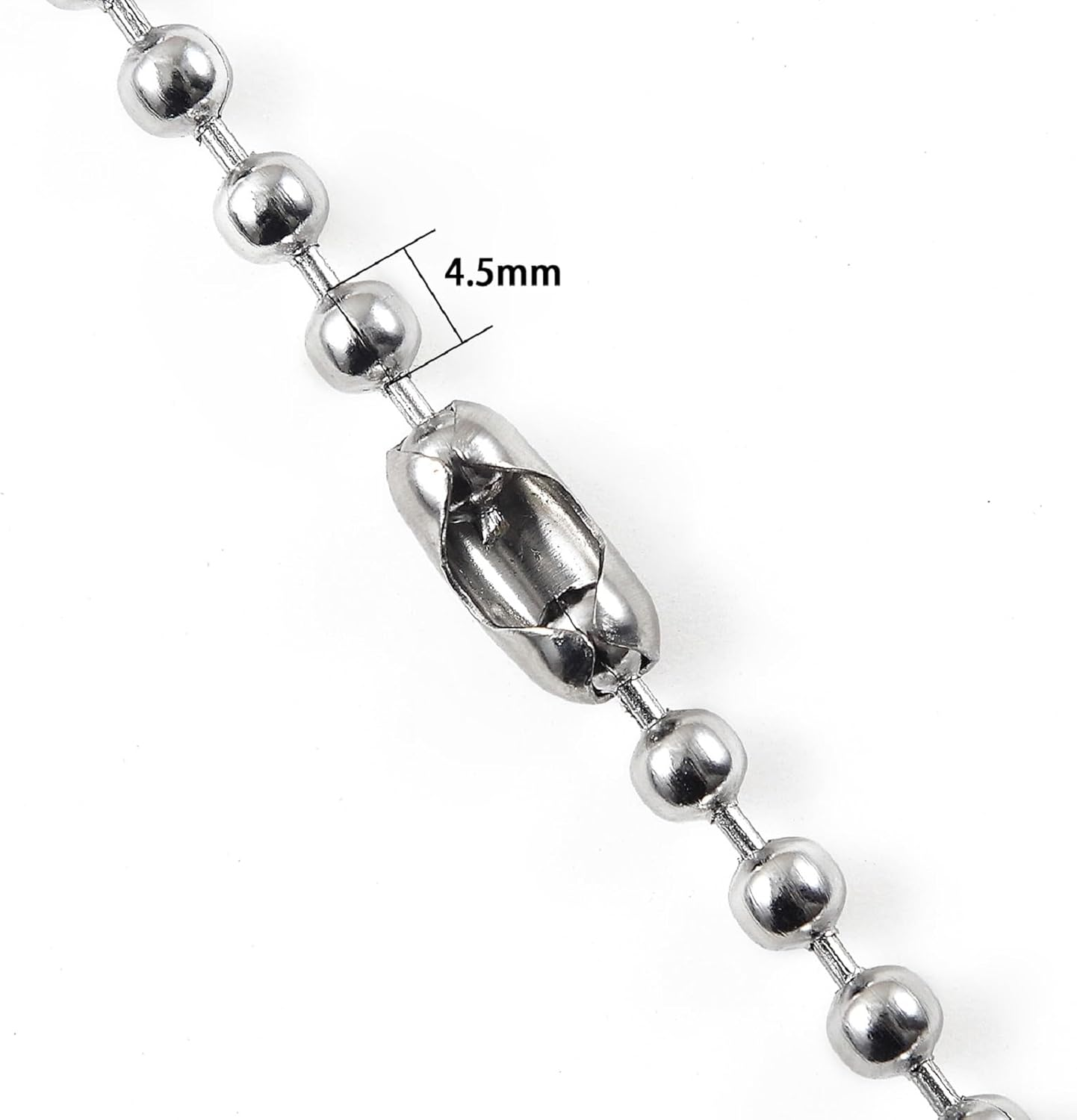 197 Inch Beaded Ball Pull Chain Extension Roller Shade Bead Chain Extende, Great Pulling Force Stainless Steel with 10 Connectors (4.5Mm, Silver) image number 1