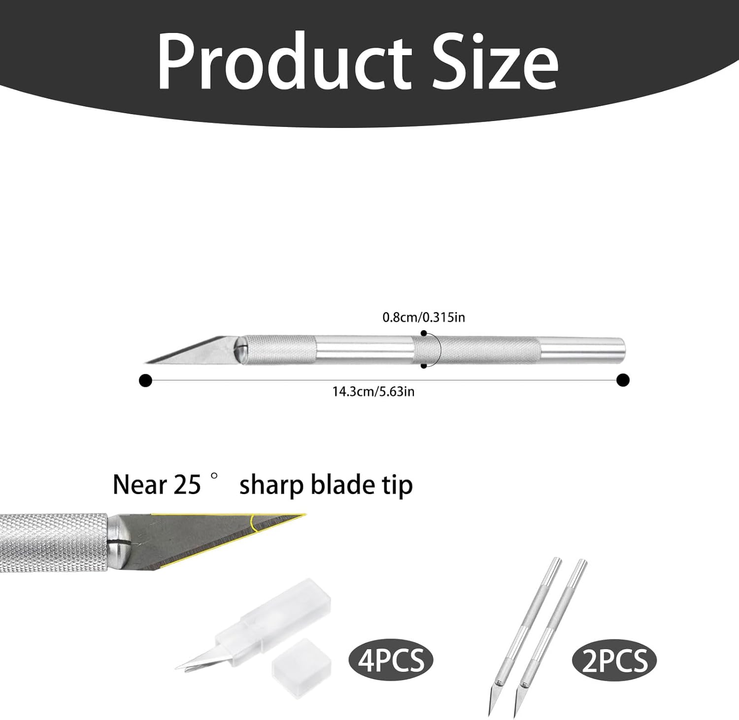 2 Pieces of Precision Carving Craft Knife, Stainless Steel Exacto Knife with Safety Helmet, Additional 20 Blades Precision Knife Set, Professional Sharpness for Art Hobby Scrapbooks and Sculptures image number 5