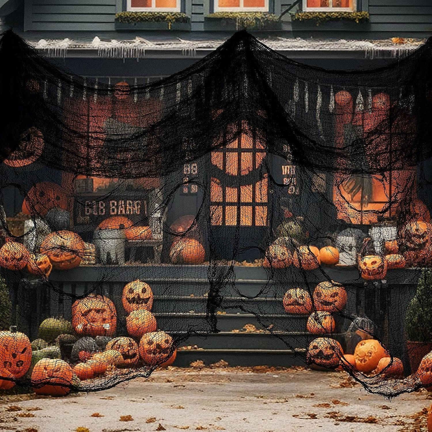 6PCS Halloween Creepy Cloth Decoration, Black Scary Halloween Gauze Cloth(72 X 30 In), Spooky Scary Gauze Decor Halloween Decorations for Party Indoor Outdoor (5Black + 1White) image number 5