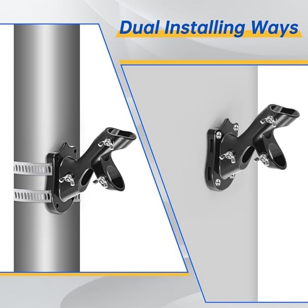 Flag Pole Holder, outside House Flag Pole Bracket, Heavy Duty Metal Flag Mount, Aluminum Alloy Mounting Brackets, Outdoor Flag Holder- Strong Rust Free (Black-1 Pack)