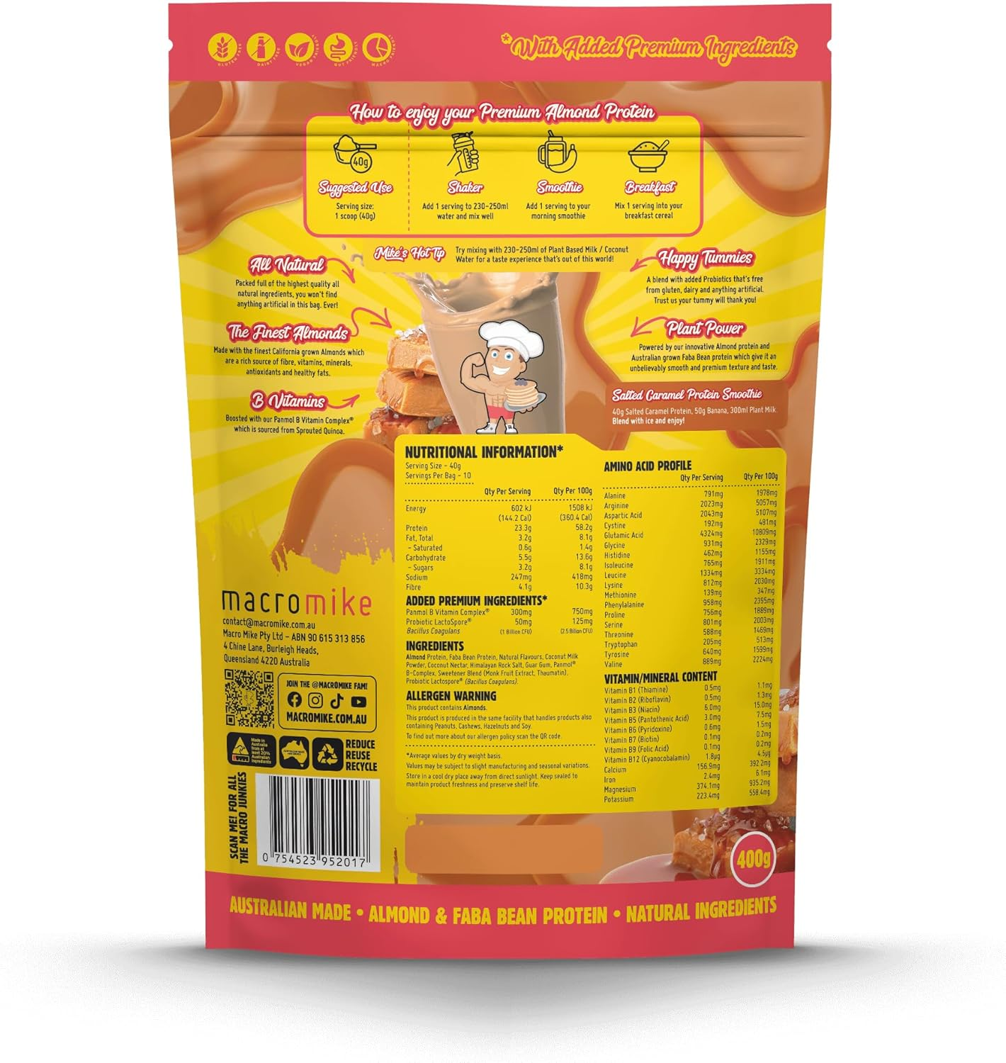 Macro Mike Salted Caramel Premium Almond Protein 400 G